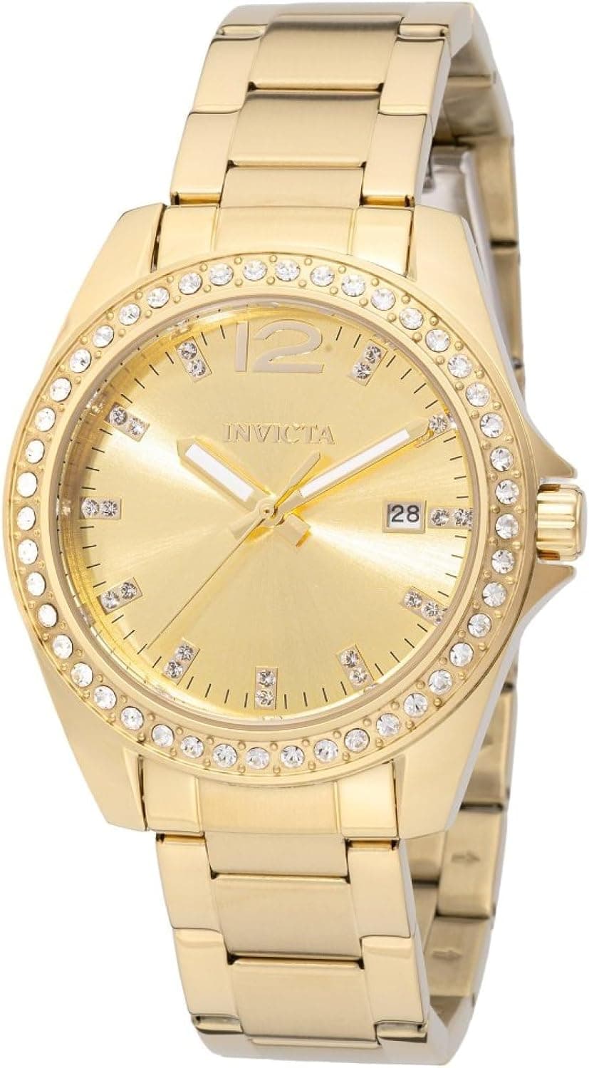 Invicta Angel 49847, 38 mm, goldenes Zifferblatt, goldenes Edelstahlarmband