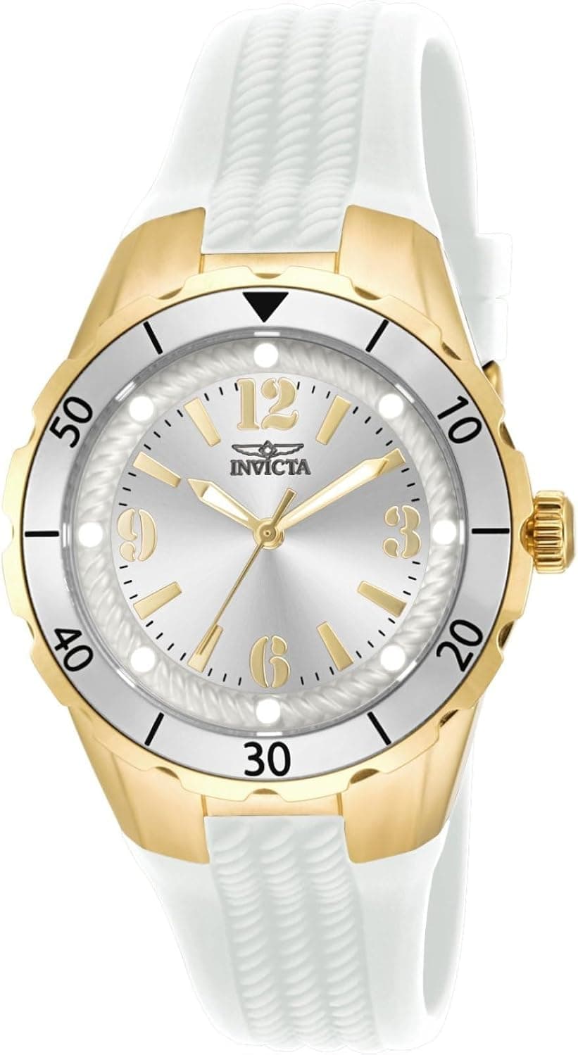 Invicta Angel 17484, 38mm, White Dial, White Polyurethane Band