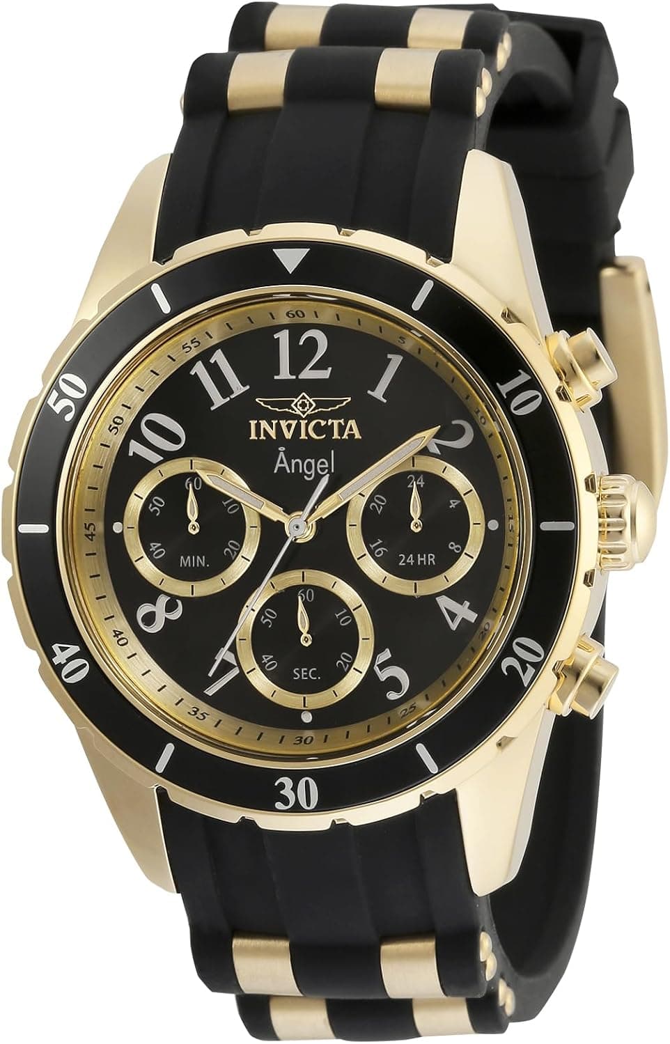 Invicta 35589 40mm, Black Dial Gold Stainless steel, Silicone