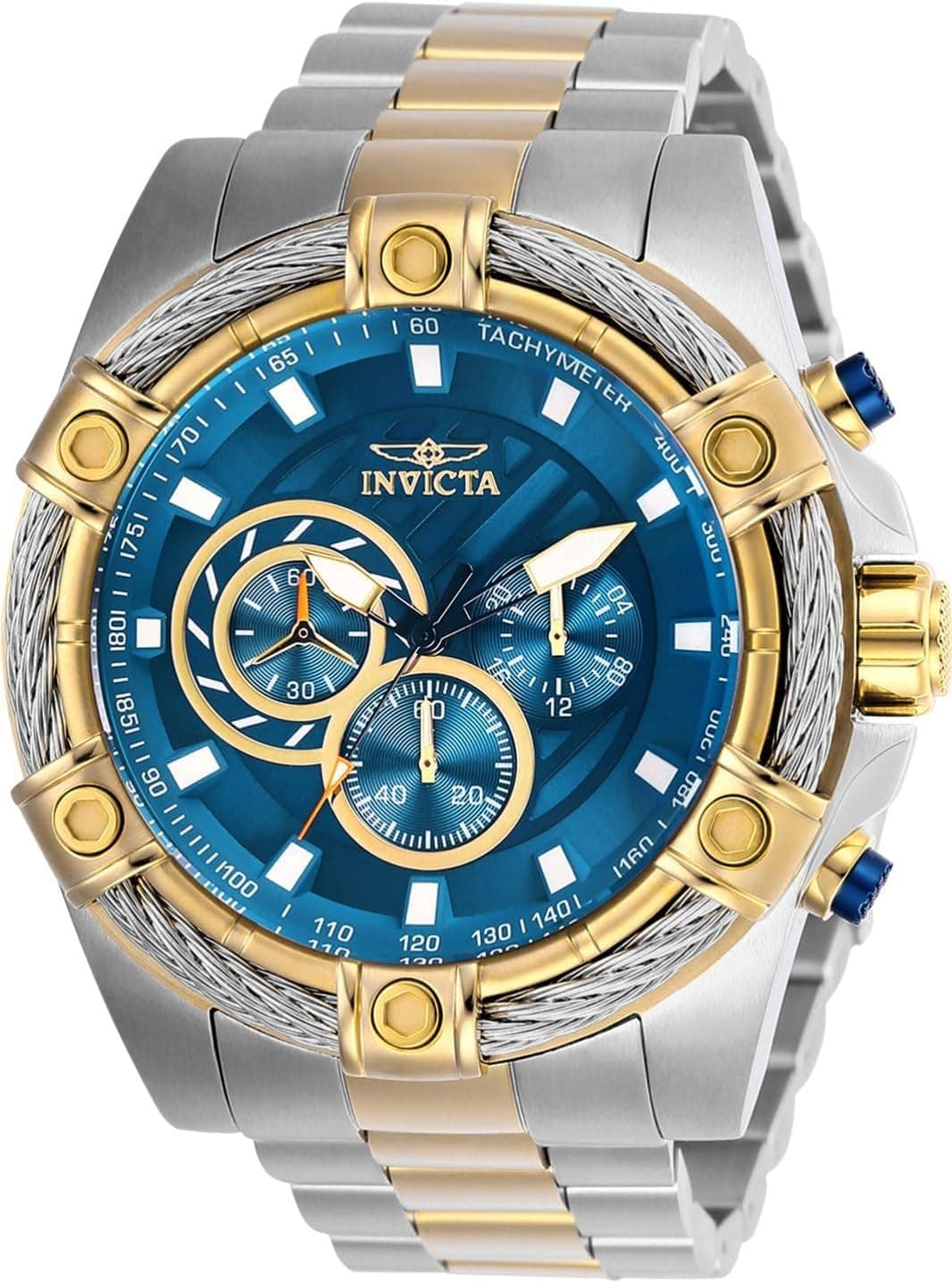 Invicta Bolt 25522, 52mm, Blue Dial, Silver and Gold Stainless Steel Bracelet