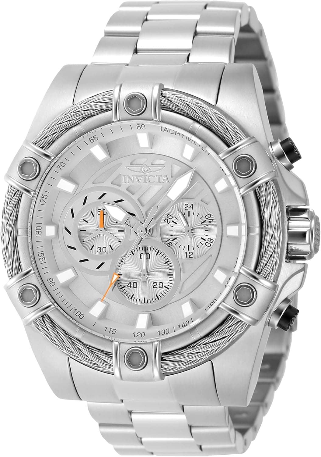 Invicta Bolt 48864, 52 mm, silbernes Zifferblatt, Edelstahlarmband