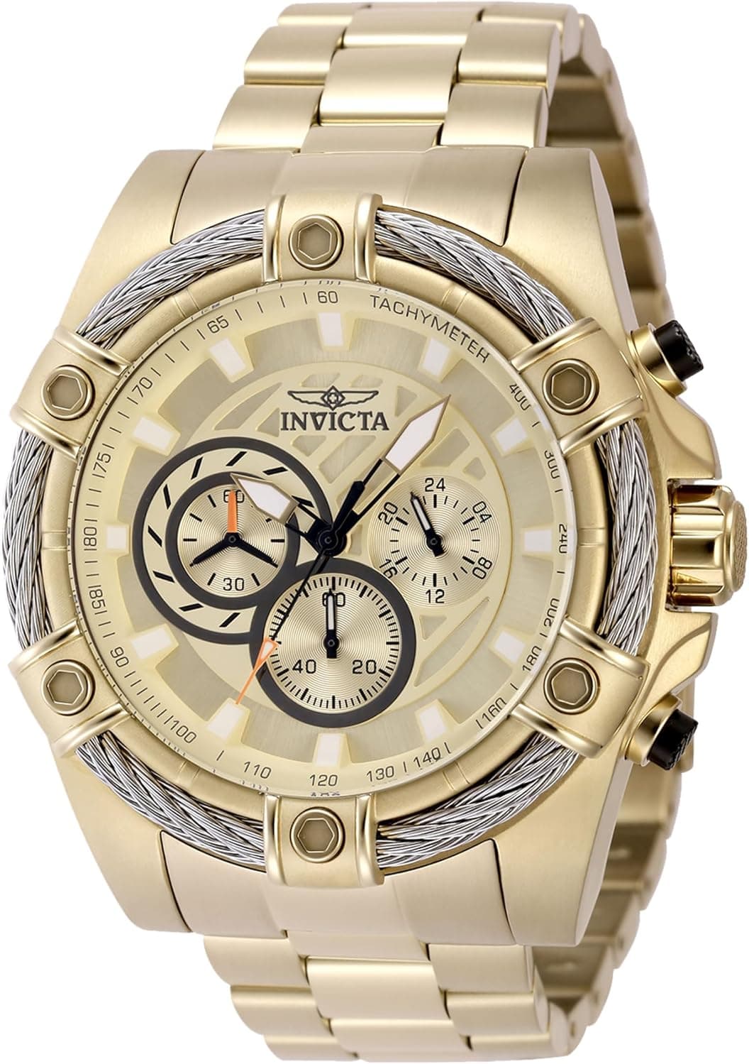 Invicta Bolt 48866, 52 mm, goldenes Zifferblatt, goldenes Edelstahlarmband