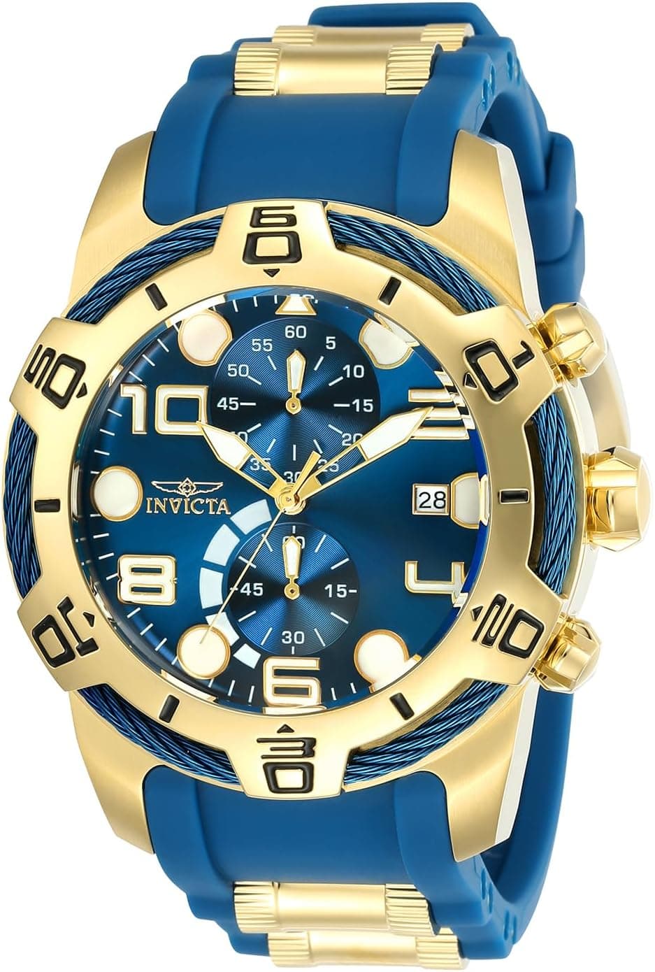 Invicta 24217 50mm, Blue Dial Blue, Gold Silicone