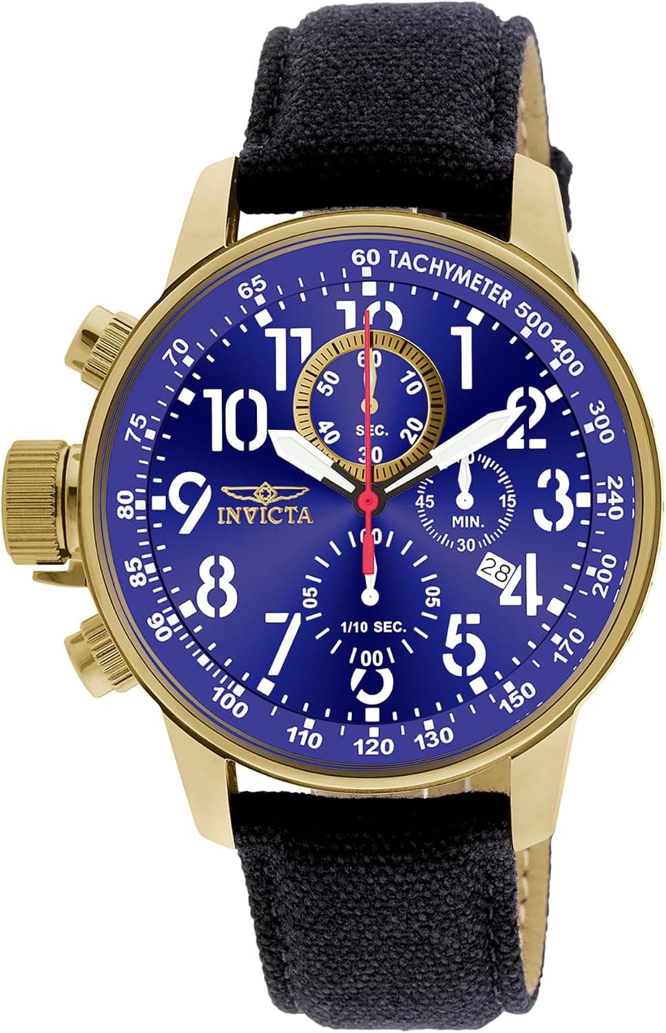 Invicta 1516 46mm, Blue Dial Black Cloth
