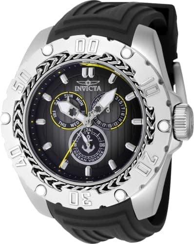 Invicta Ocean Voyage IN-48019, 52mm, Black Dial, Black Silicone Band