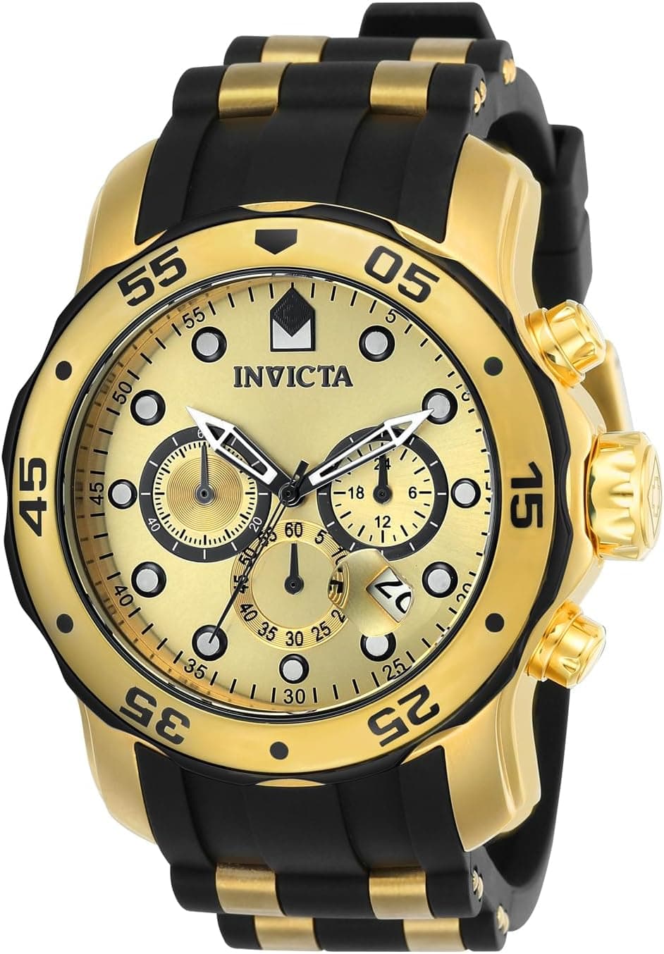 Invicta Pro Diver 17885, 48 mm, goldenes Zifferblatt, schwarzes Kunststoffarmband