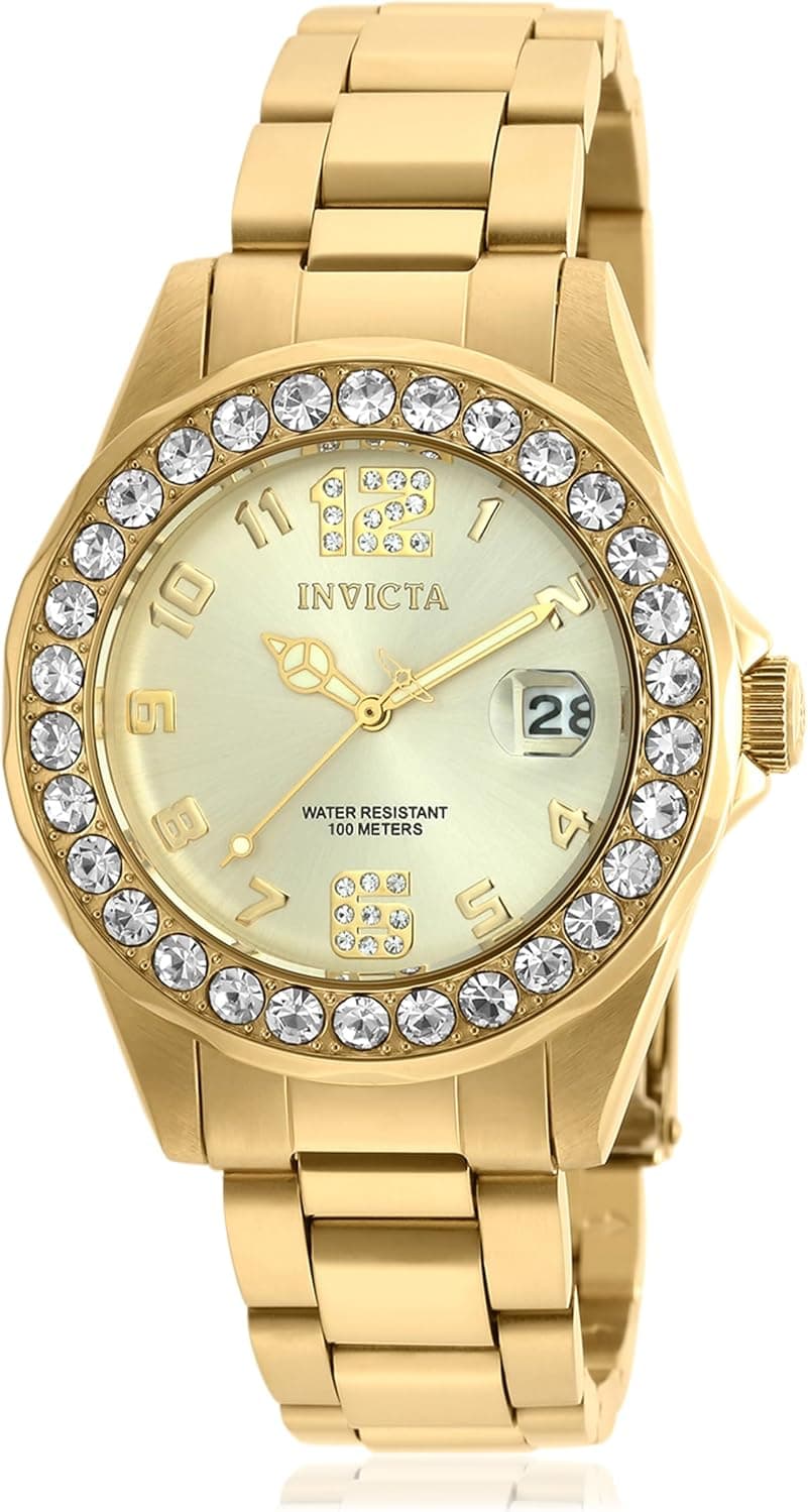 Invicta Pro Diver 21397, 38 mm, goldenes Zifferblatt, goldenes Edelstahlarmband