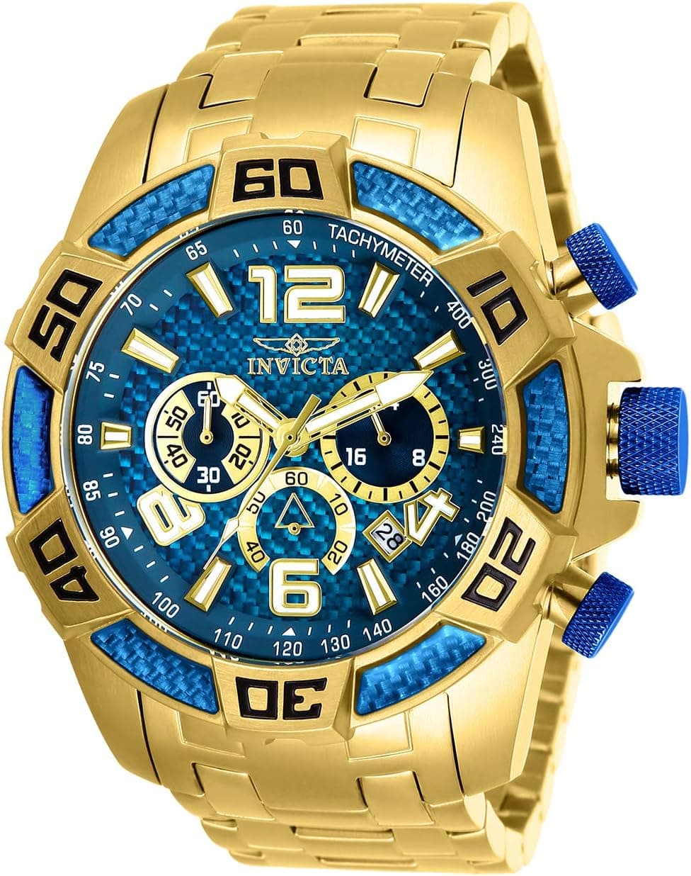 Invicta Pro Diver 25852, 50mm, Mavi Kadran, Altın Paslanmaz Çelik Kordon