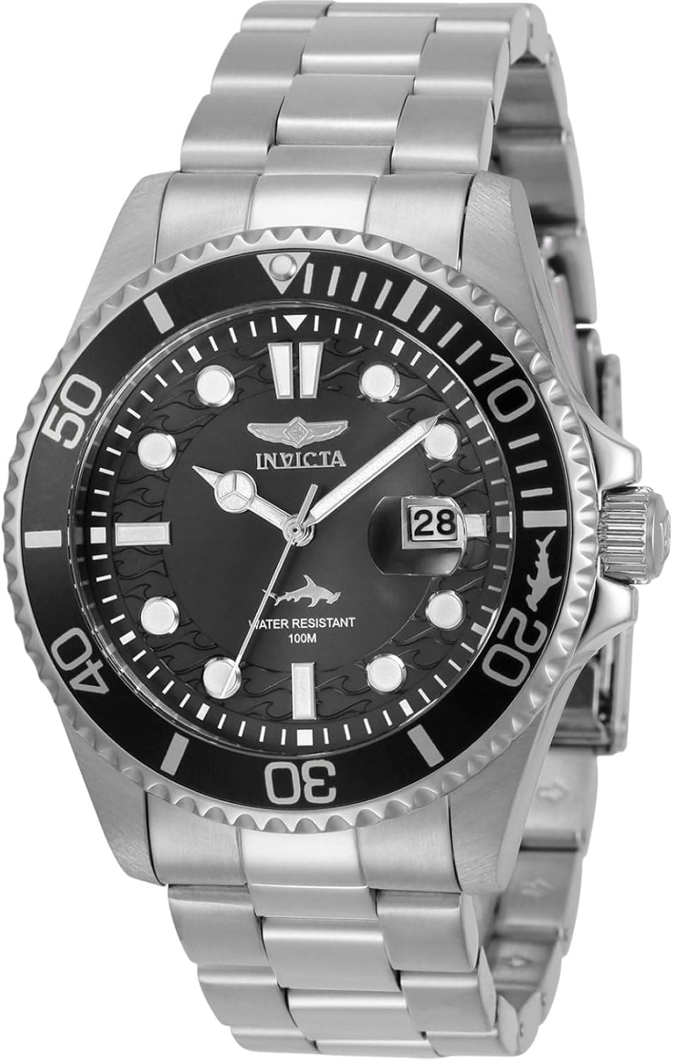 Invicta Pro Diver 30018, 43mm, Black Dial, Silver Stainless Steel Bracelet