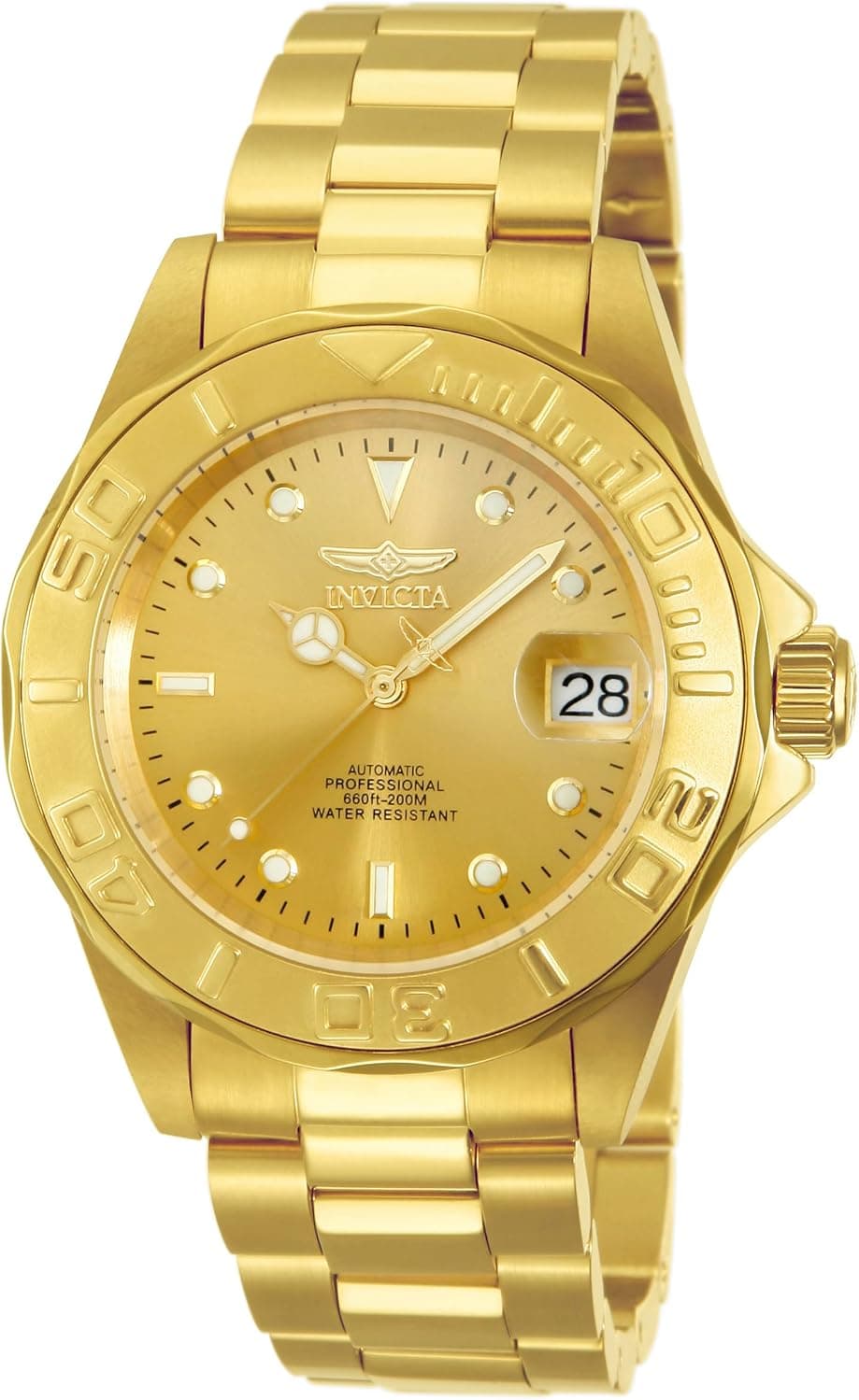 Invicta Pro Diver 13929, 40 mm, goldenes Zifferblatt, goldenes Edelstahlarmband