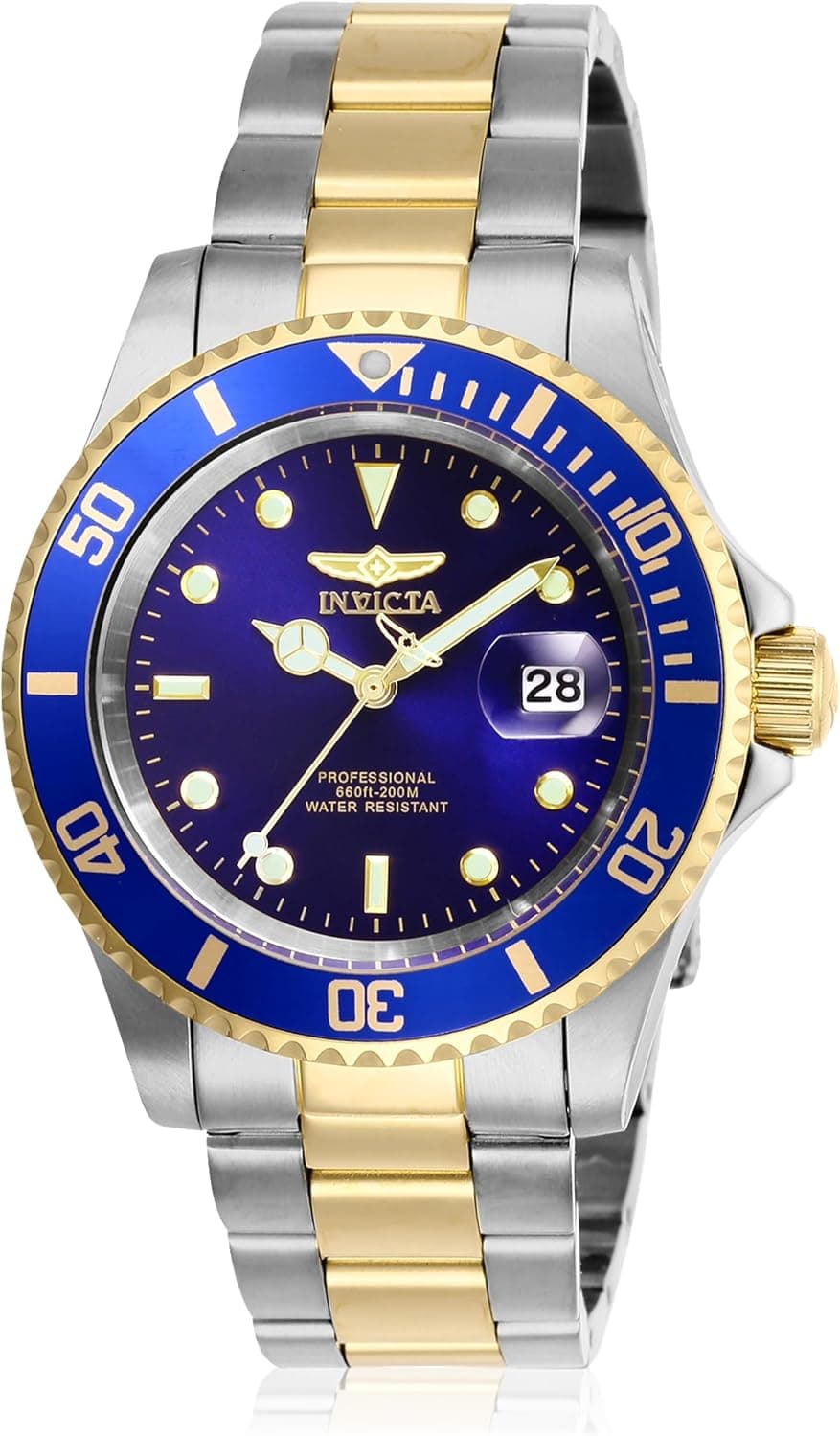 Invicta Pro Diver 26972, 40mm, Blue Dial, Gold and Silver Stainless Steel Bracelet