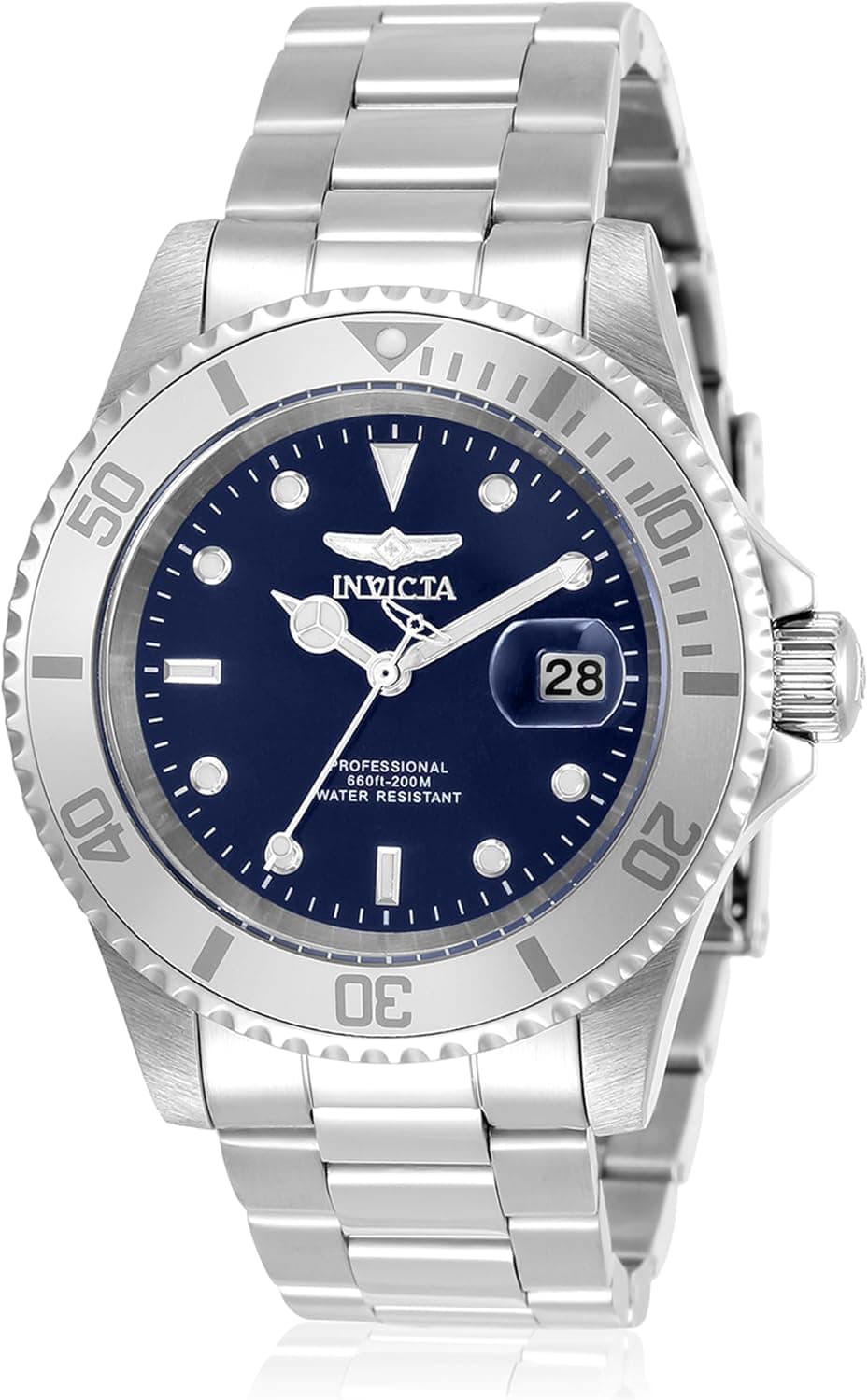 Invicta Pro Diver 34023, 40mm, Blue Dial, Silver Stainless Steel Bracelet