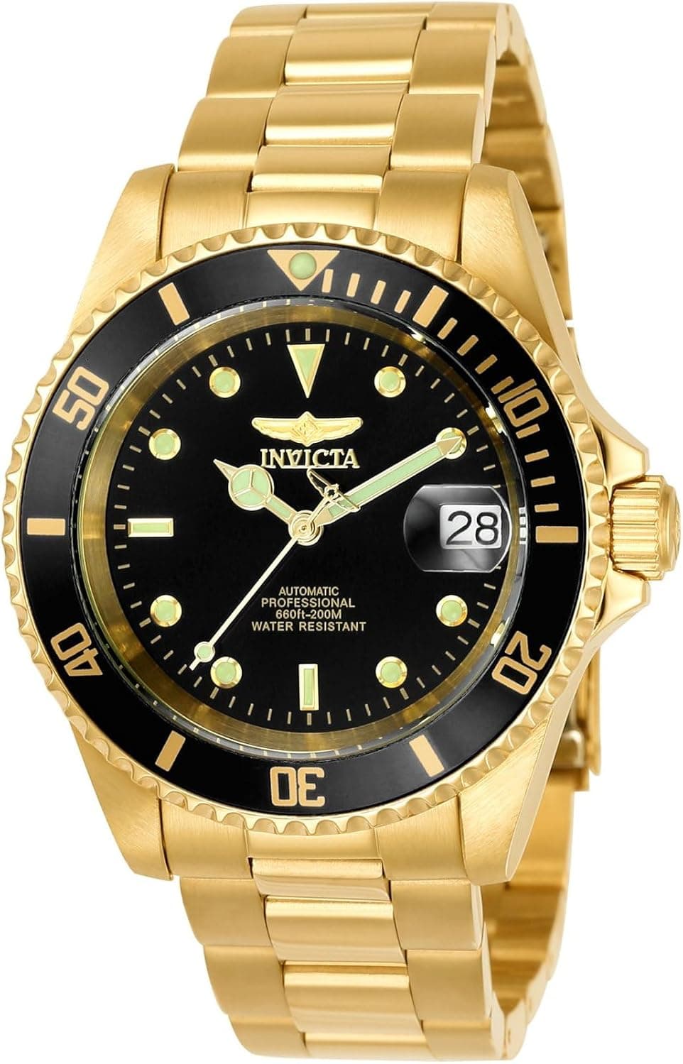 Invicta Pro Diver 40mm, Black Dial Gold Stainless steel