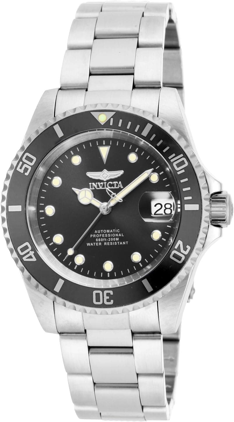 Invicta Pro Diver 17044, 40mm, Siyah Kadran, Gümüş Paslanmaz Çelik Kordon