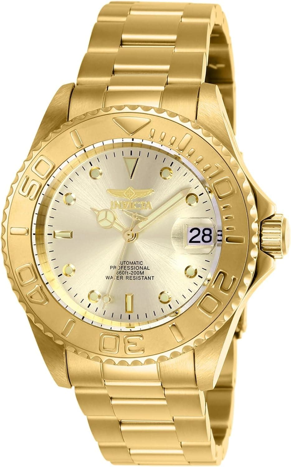 Invicta Pro Diver 9010OB, 40mm, Bej Kadran, Altın Paslanmaz Çelik Kordon