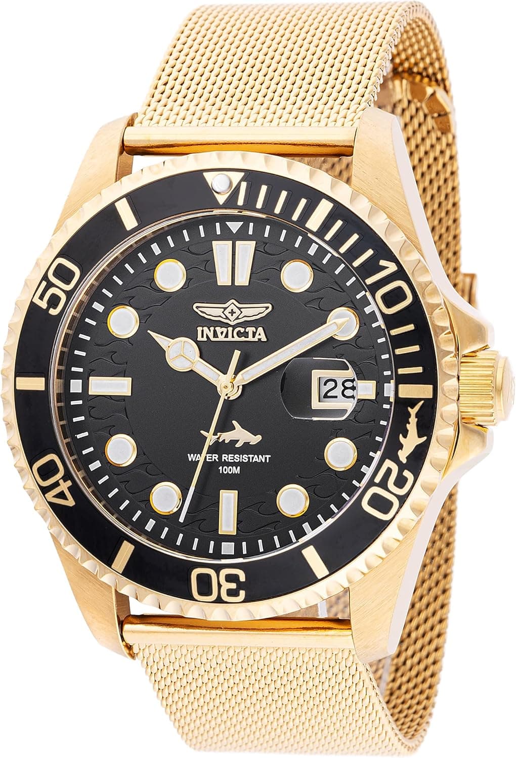 Invicta Pro Diver 47178, 43mm, Siyah Kadran, Altın Paslanmaz Çelik Kordon