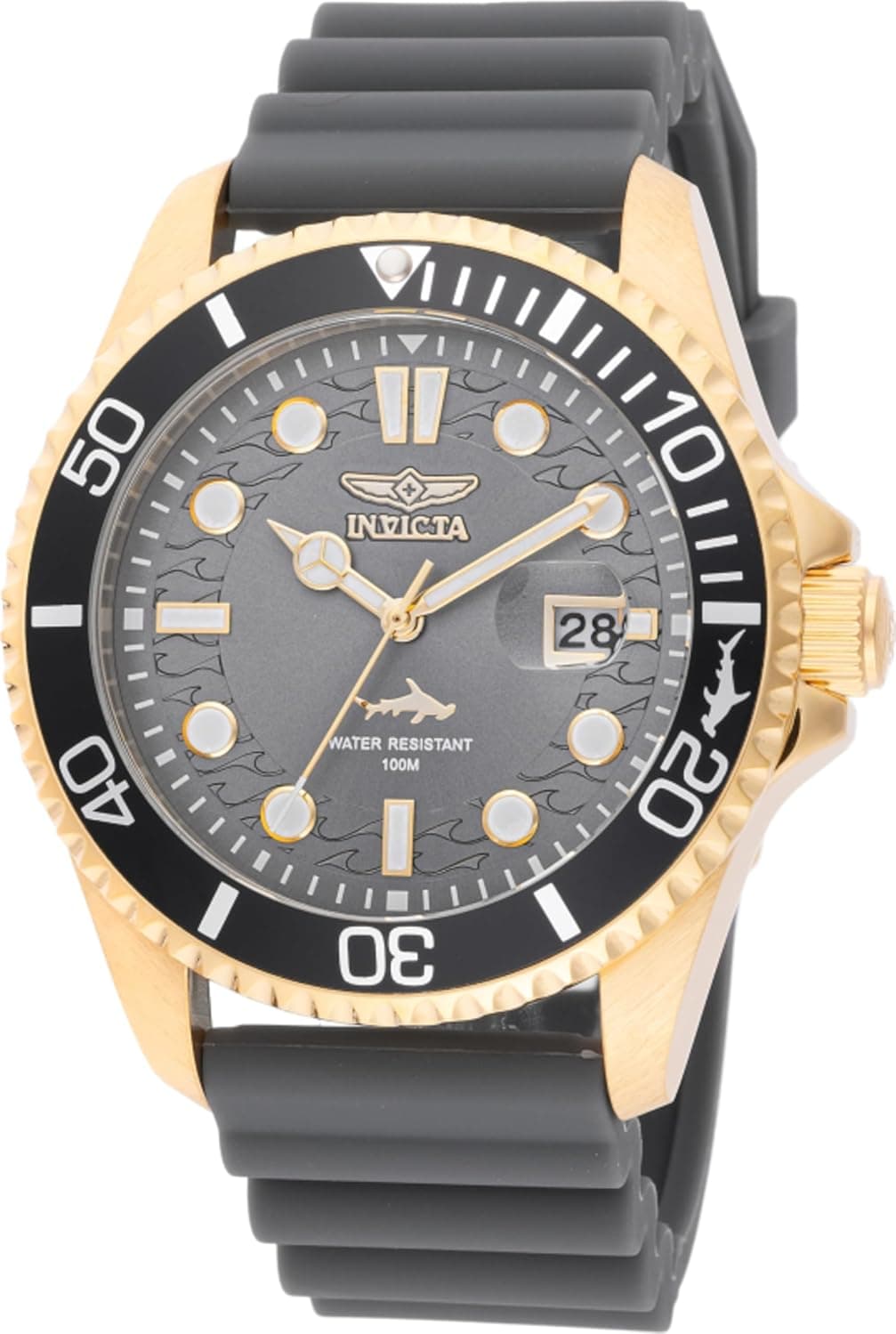 Invicta Gold Charcoal dial PC32 43mm, Charcoal Dial Gray Silicone