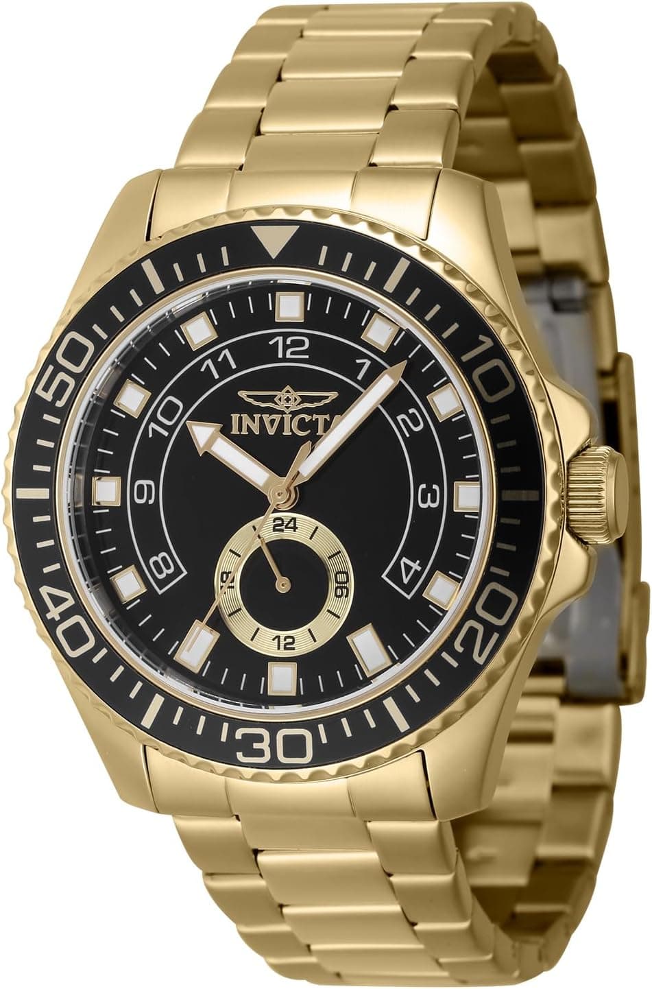 Invicta Pro Diver 47131, 44mm, Black Dial, Gold Stainless Steel Bracelet