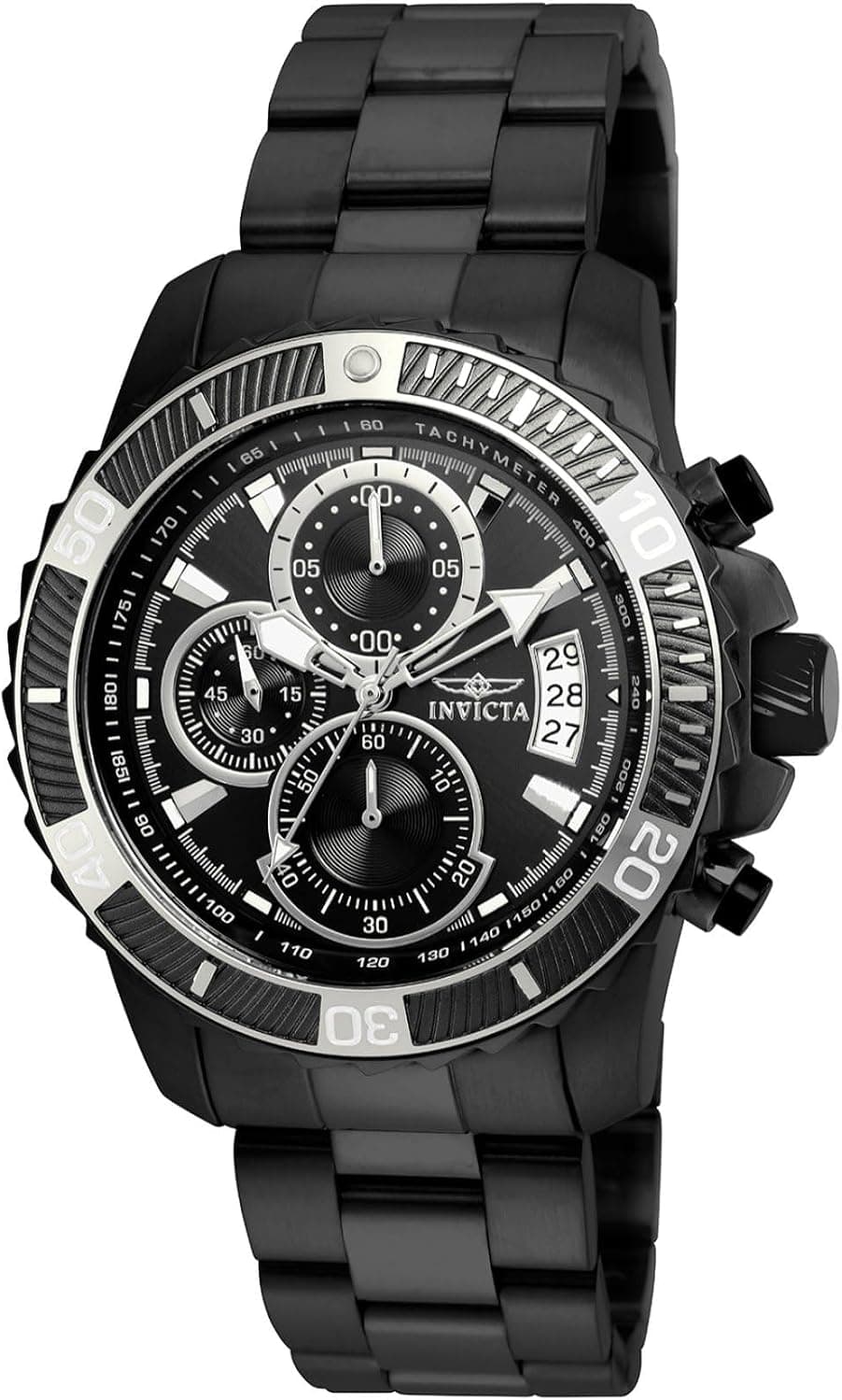 Invicta Pro Diver 22417, 45 mm, schwarzes Zifferblatt, schwarzes Edelstahlarmband