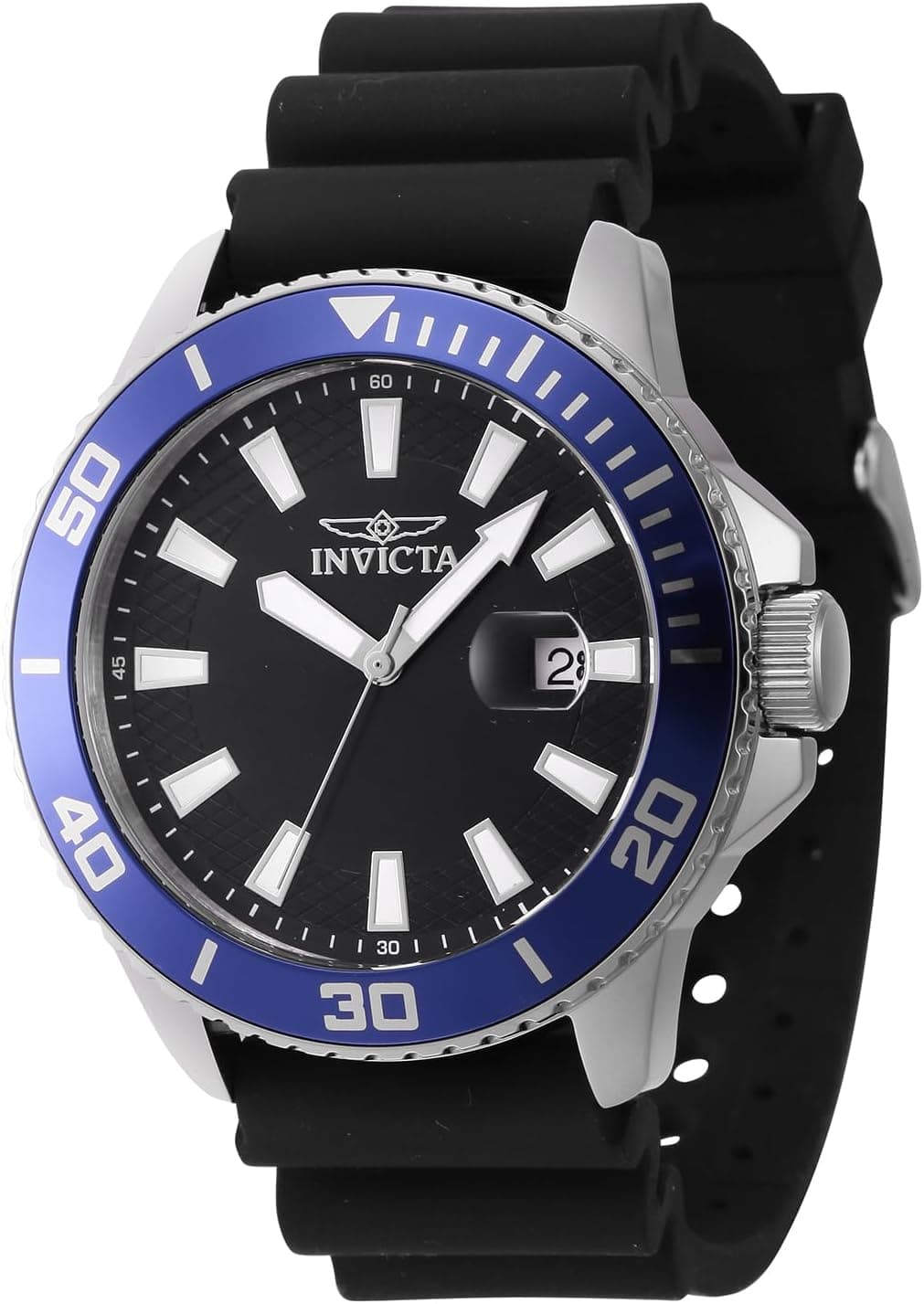 Invicta 46089 45mm, Black Dial Black Silicone