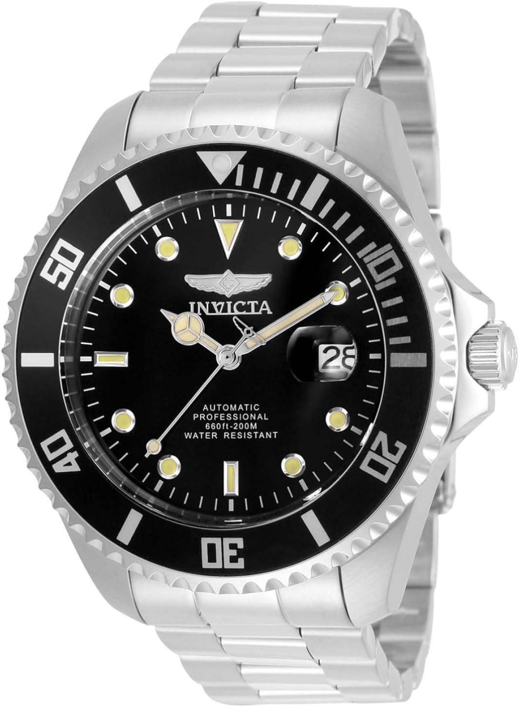 Invicta Pro Diver 35717, 47 mm, schwarzes Zifferblatt, silbernes Edelstahlarmband