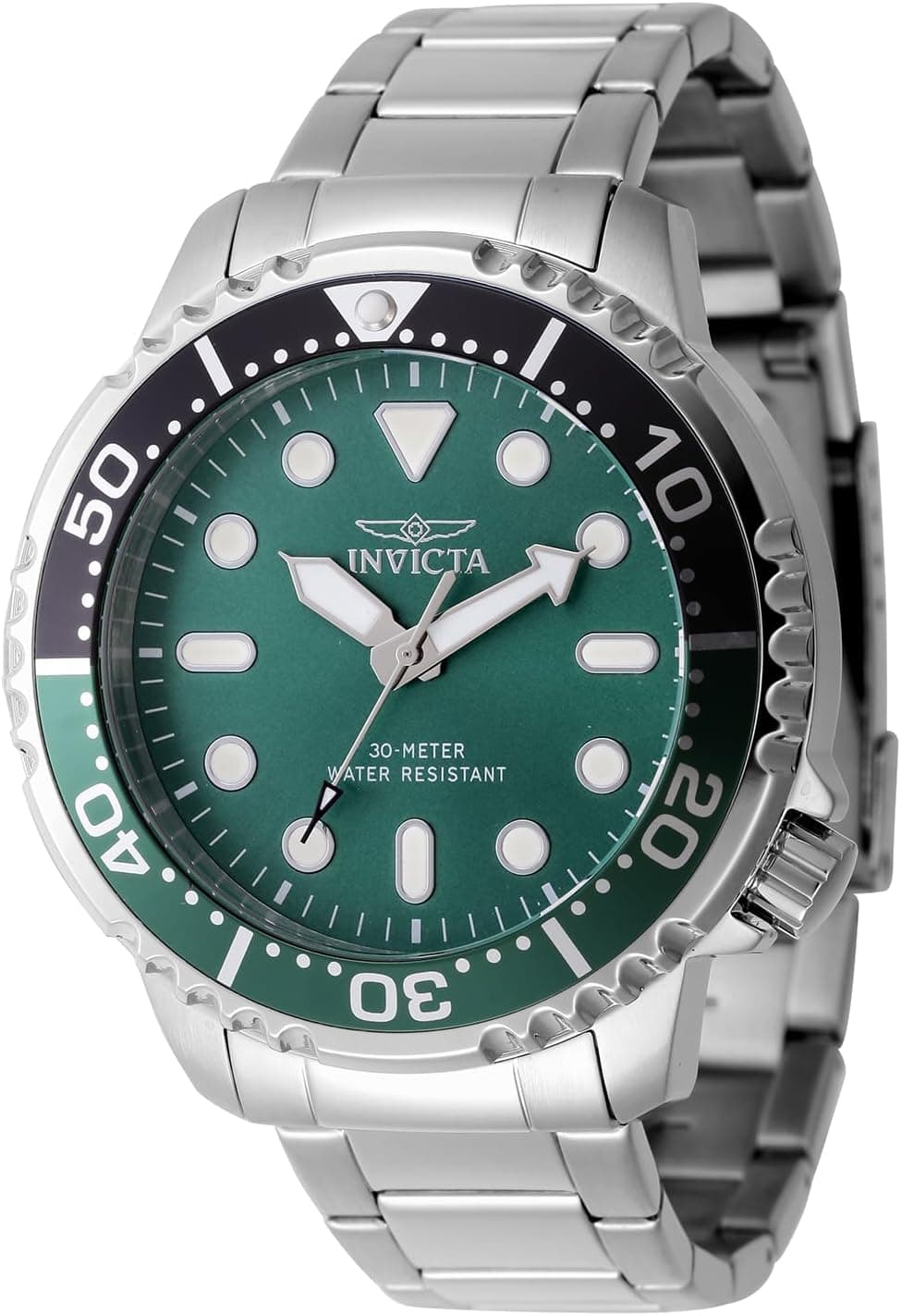 Invicta Pro Diver 47220, 48 mm, grünes Zifferblatt, silbernes Edelstahlarmband
