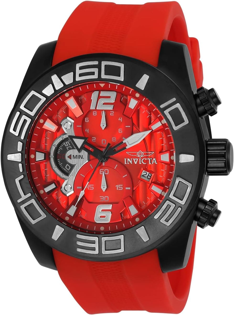 Invicta Pro Diver 50mm, Red Dial Red Stainless-steel-plated