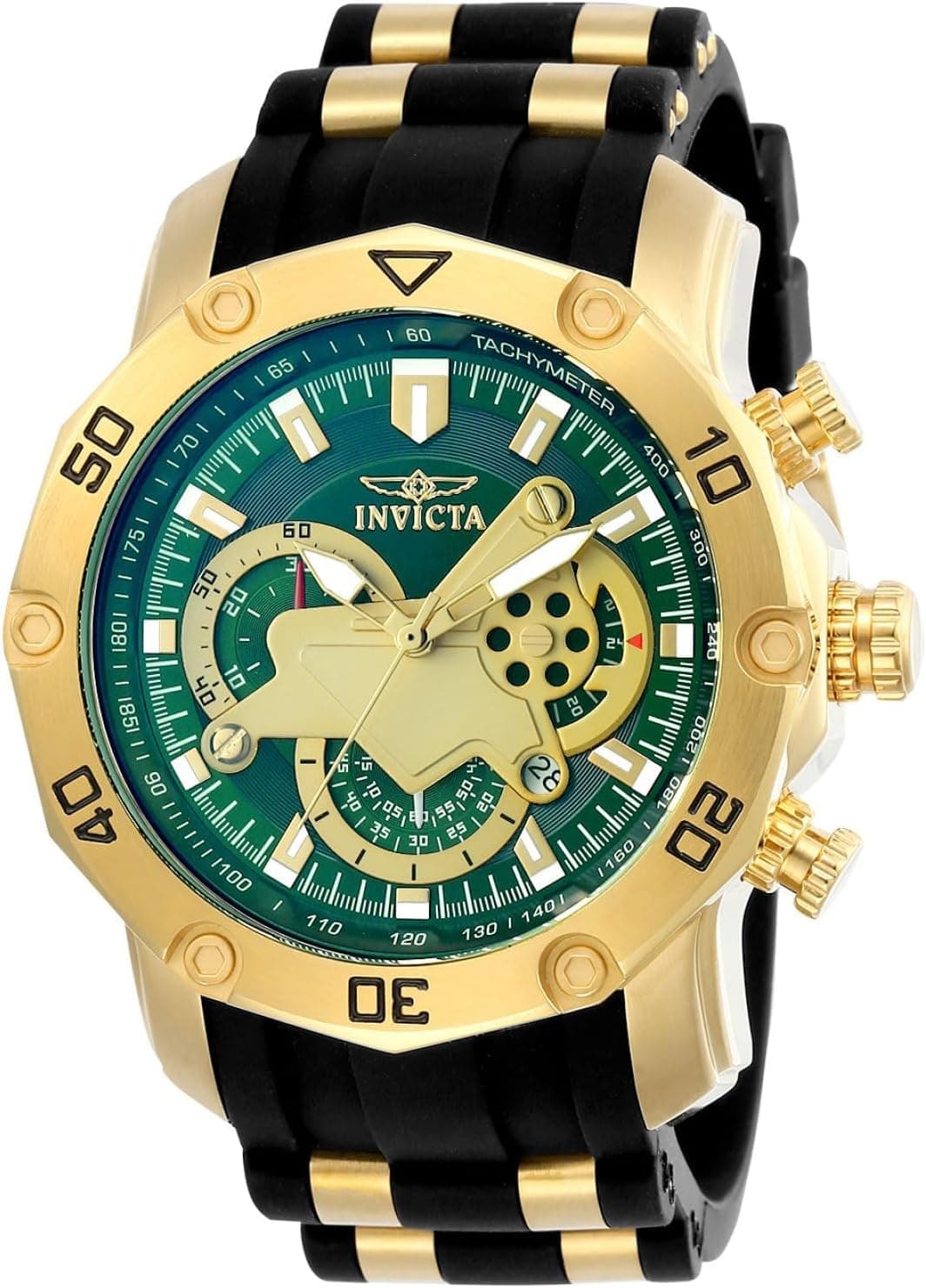 Invicta 23425 50mm, Green Dial Black Silicone