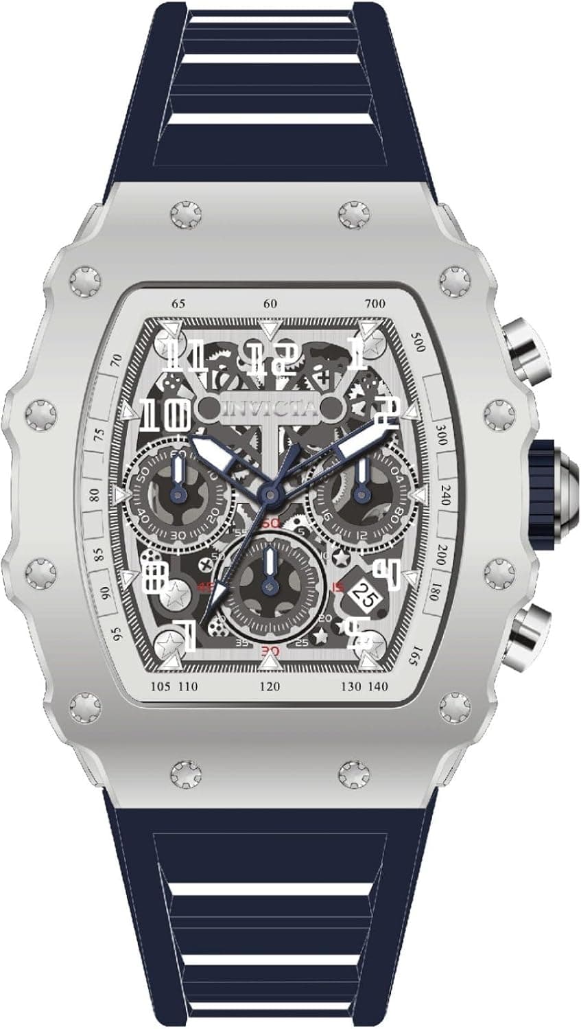 Invicta Racing 44mm, Silver Dial Blue Silicone