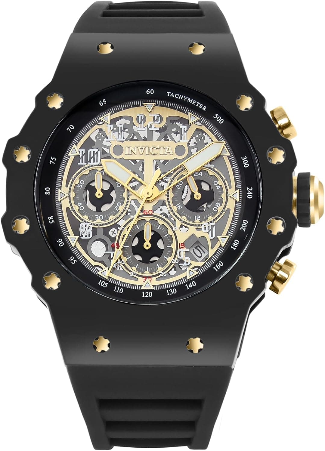 Invicta Racing MG53 44mm, Black Dial Black Silicone