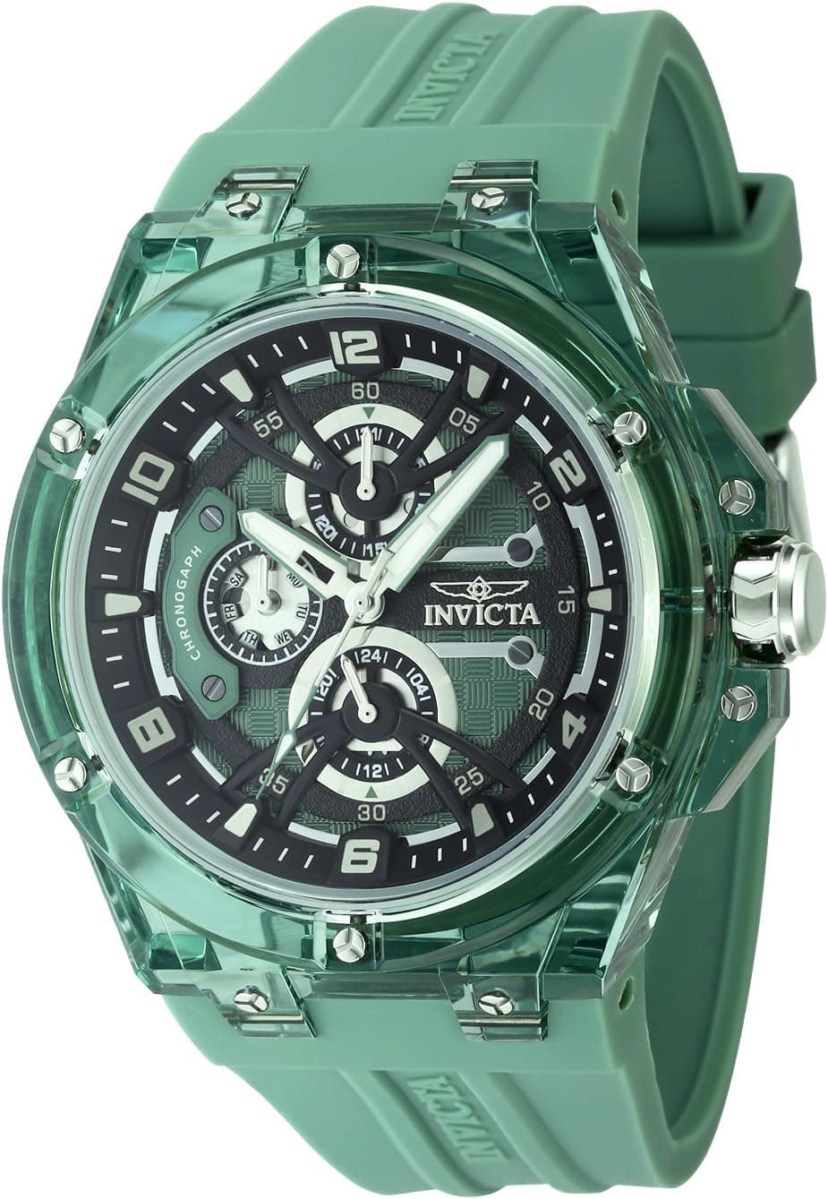 Invicta Saphirex 46mm, Green Dial Green Silicone