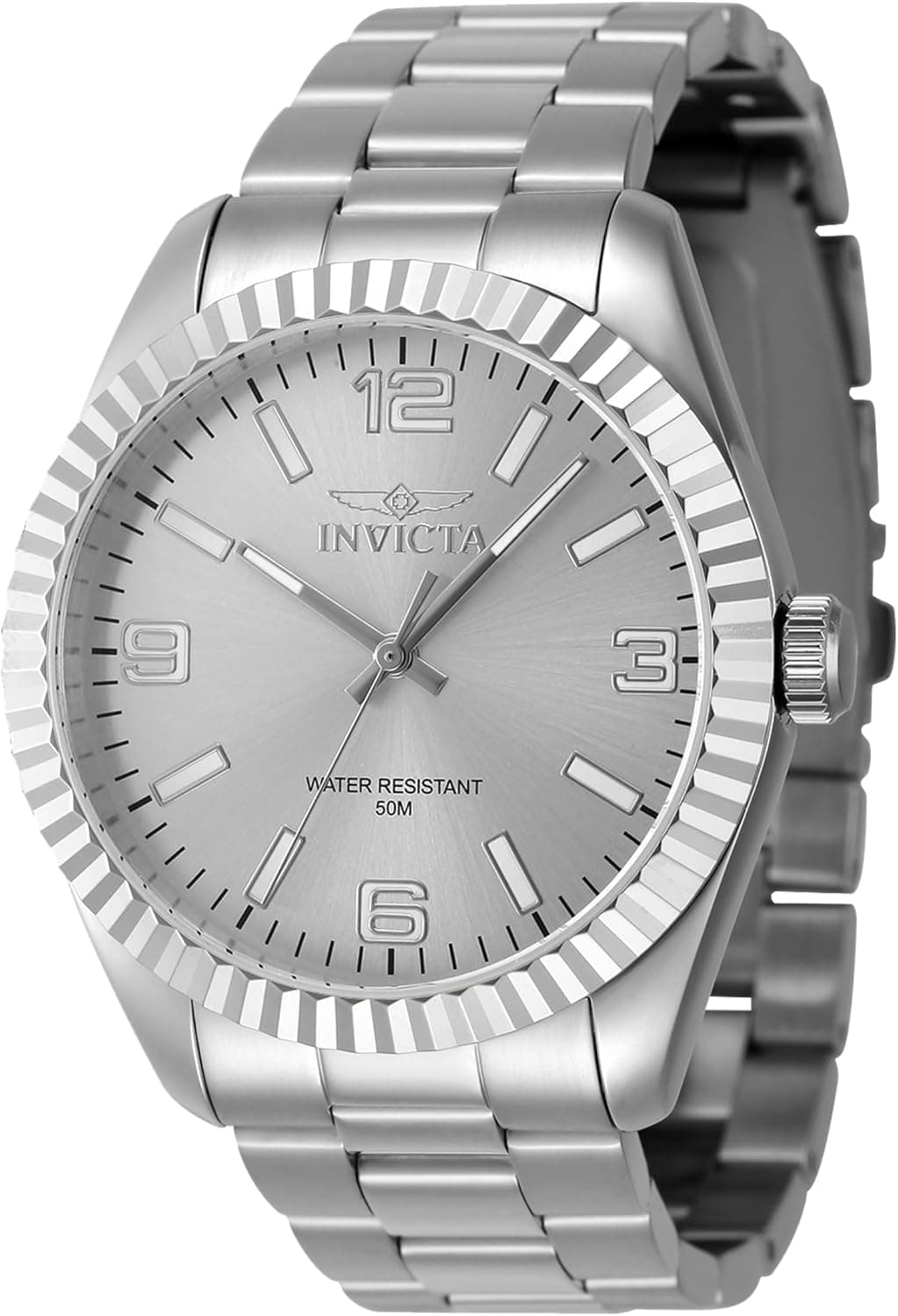 Invicta Specialty 47449, 43mm, Silver Dial, Silver Stainless Steel Bracelet