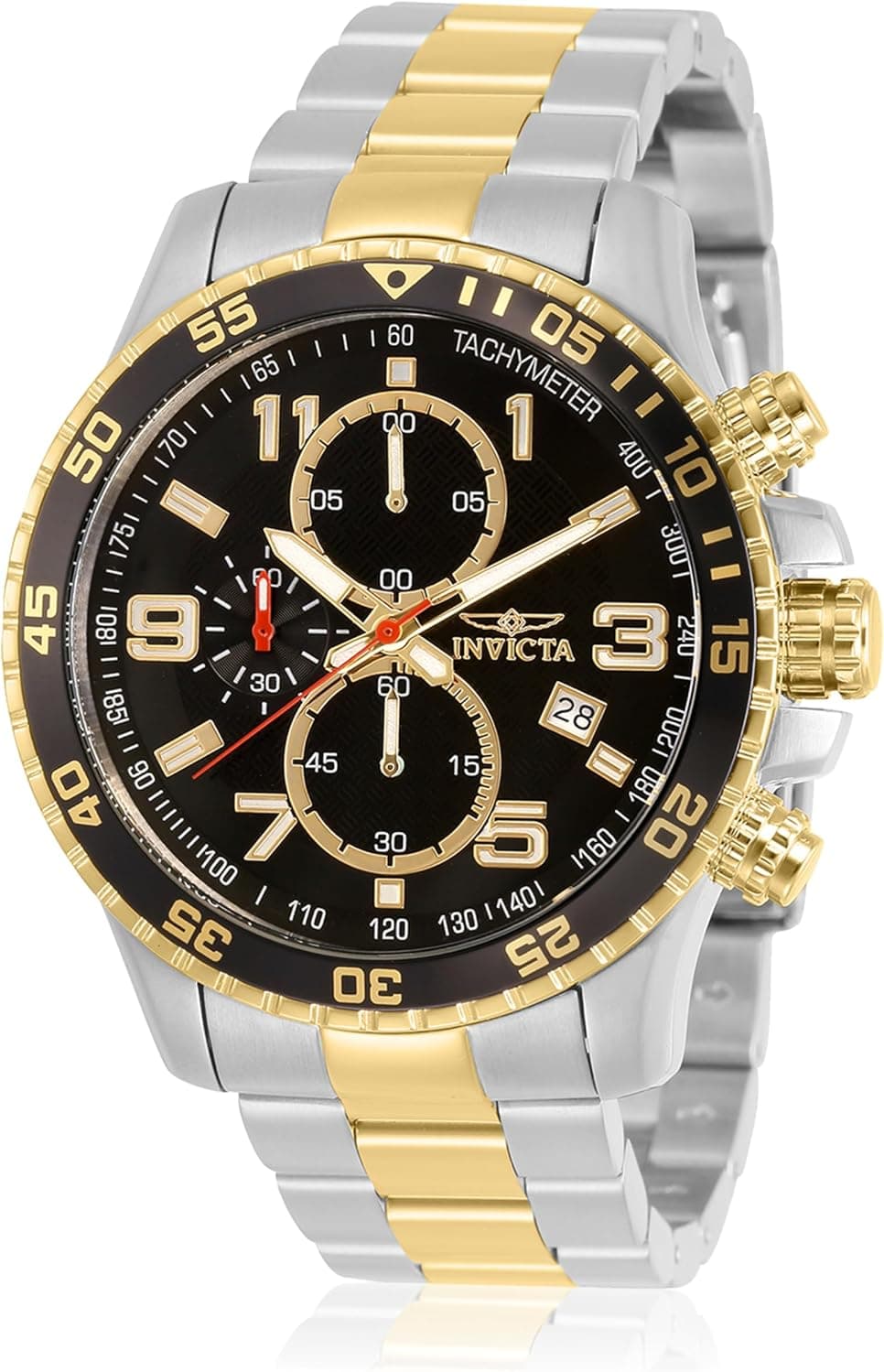 Invicta 14876 45mm, Black Dial Gold, Silver Stainless steel