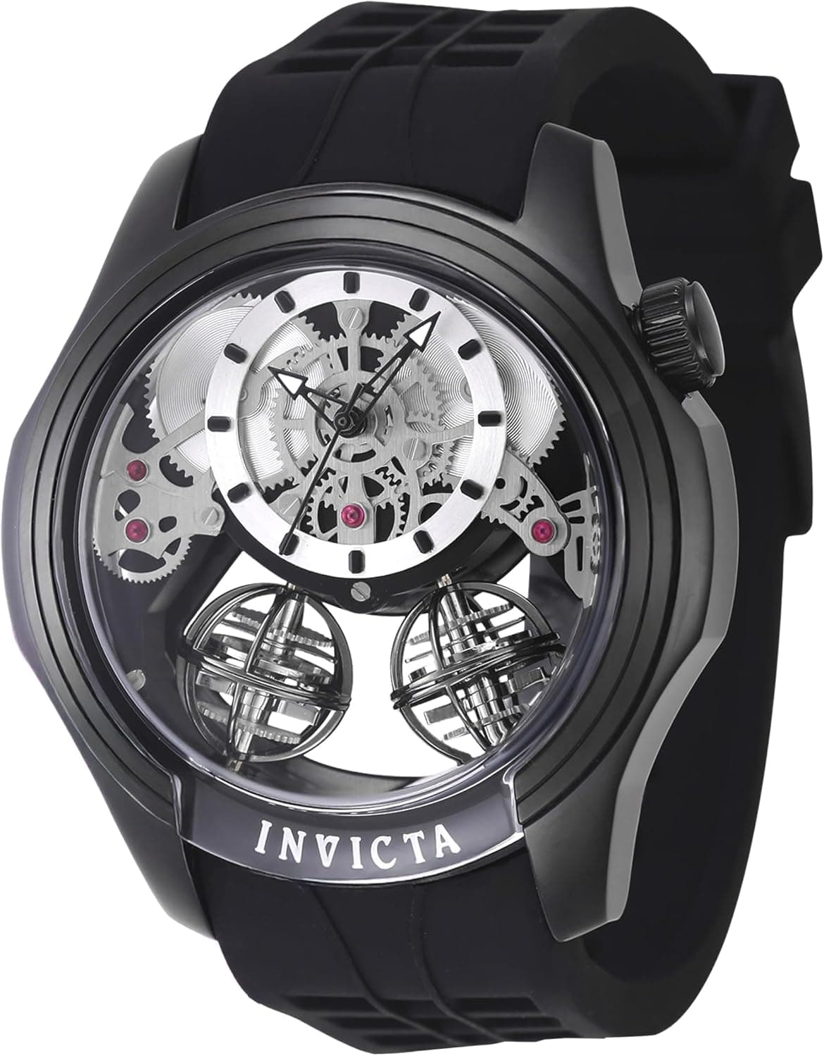 Invicta Specialty 47374, 46 mm, schwarzes Zifferblatt, schwarzes Silikonarmband