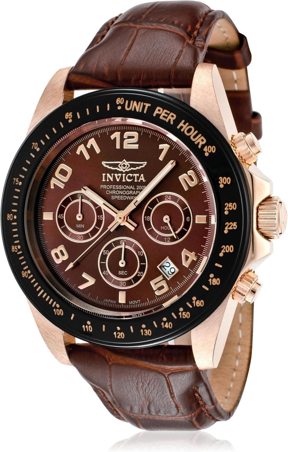 Invicta Speedway 10712, 43 mm, braunes Zifferblatt, braunes Lederarmband