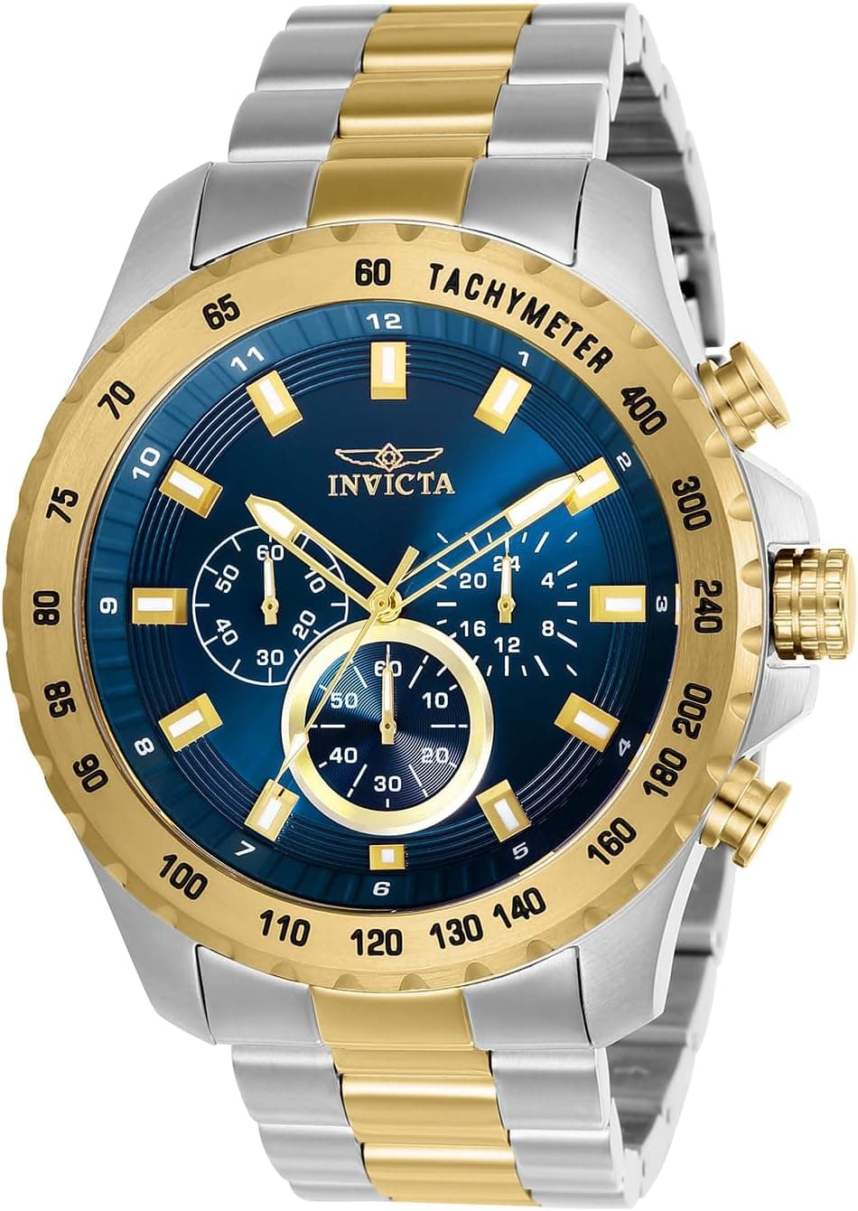 Invicta Speedway 24214, 48 mm, blaues Zifferblatt, zweifarbiges Edelstahlarmband