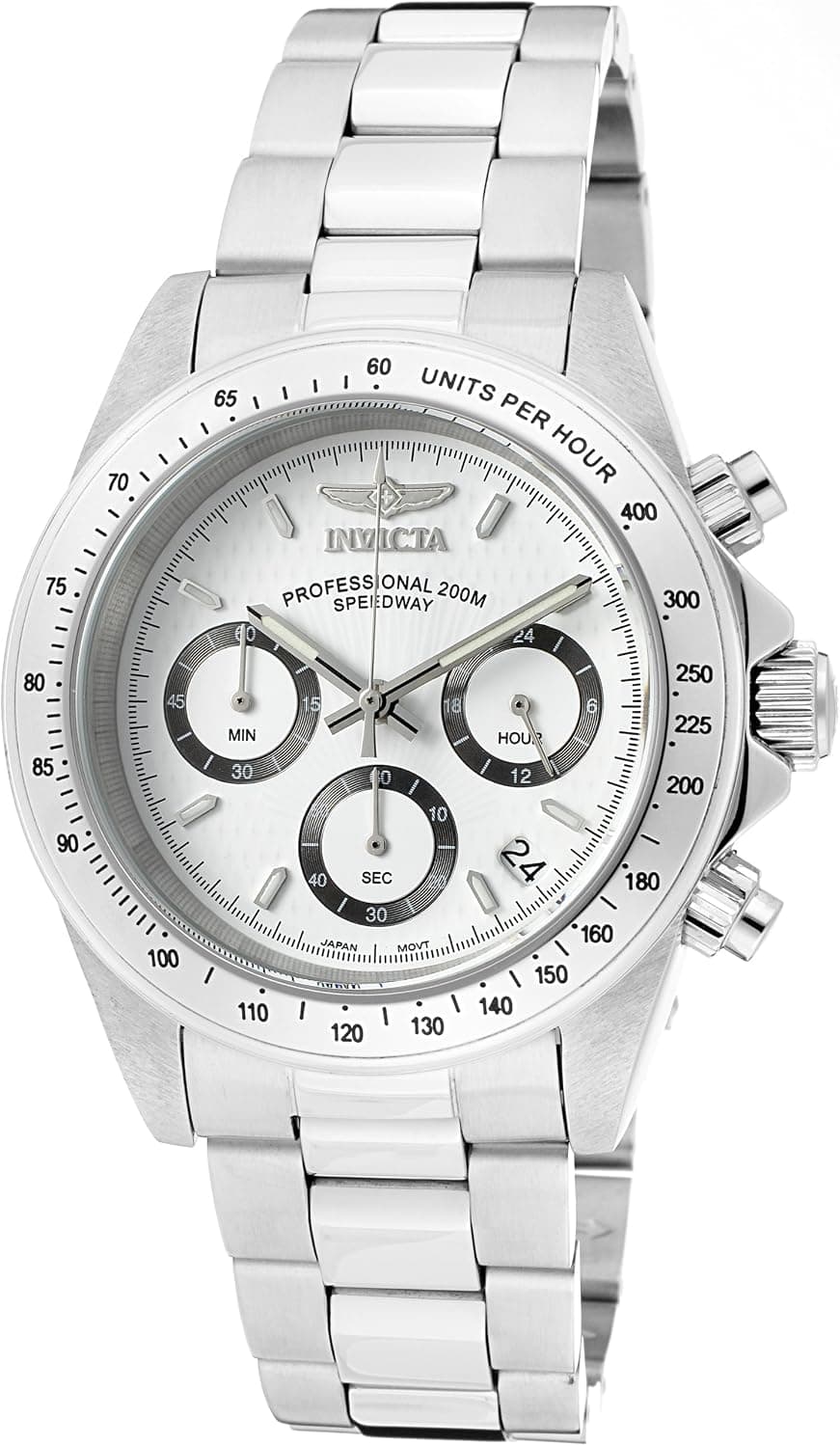 Invicta Speedway 9211, 40 mm, weißes Zifferblatt, silbernes Edelstahlarmband