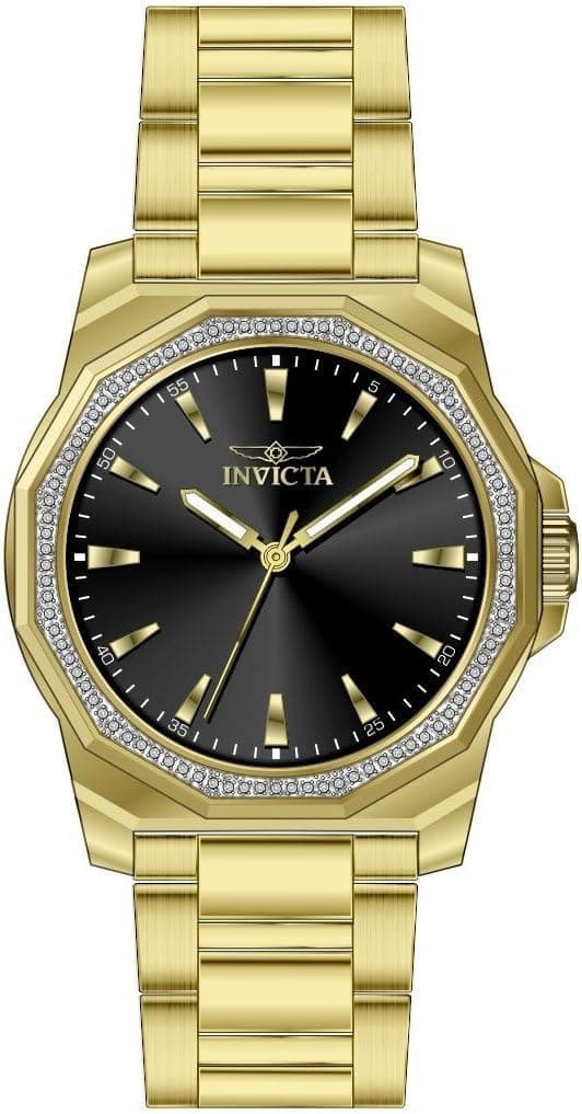 Invicta Speedway 49107, 42 mm, schwarzes Zifferblatt, goldenes Edelstahlarmband