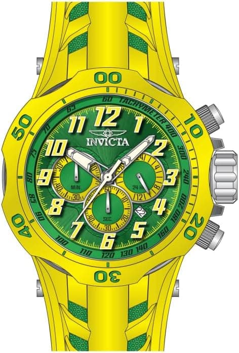 Invicta Venom 50510, 52 mm, gelbes Zifferblatt, silbernes Edelstahlarmband
