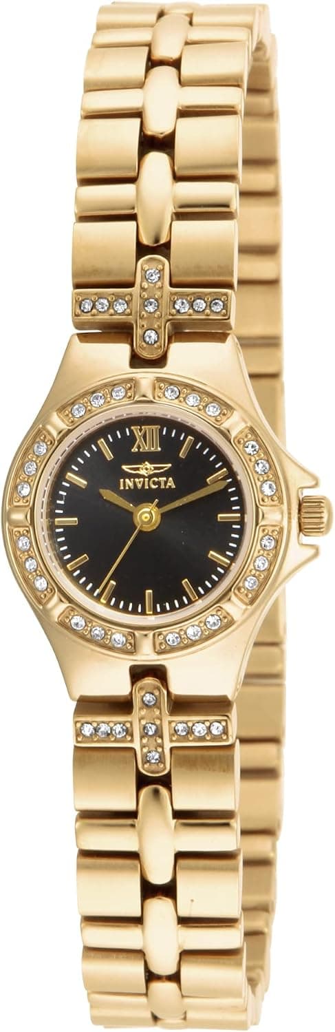 Invicta 17065 22mm, Black Dial Gold Gold-plated Stainless Steel