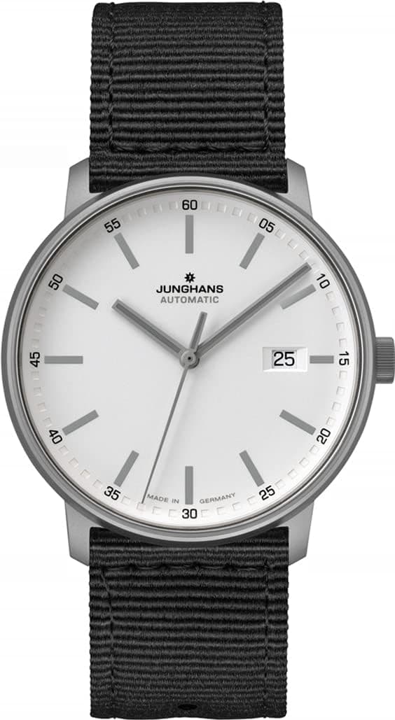 Junghans Form A Titan 027/2000.00, 40mm, Silver Dial, Black Fabric Band