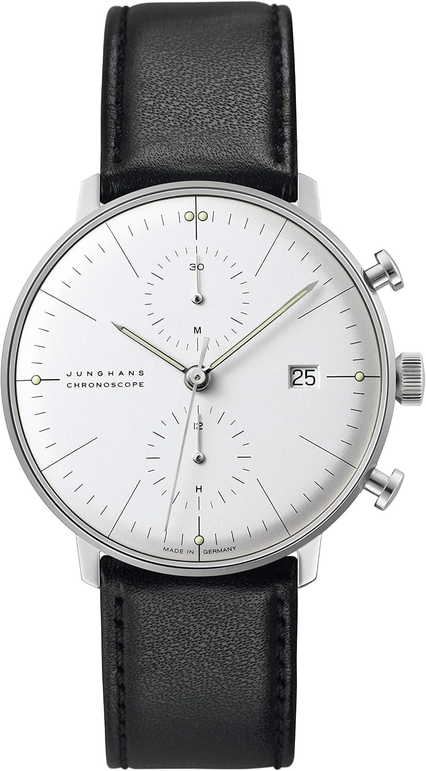 Junghans Max Bill 027/4600.00Ｍ, 40mm, Silver Dial, Black Leather Band