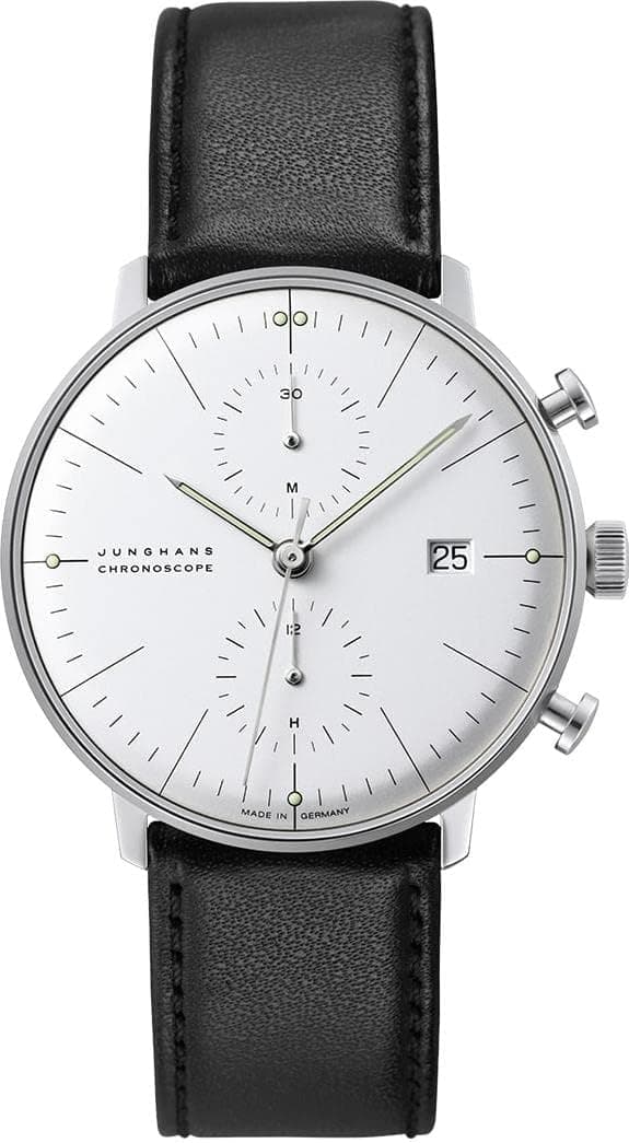 Junghans Max Bill 027/4600.02, 40mm, White Dial, Black Leather Band
