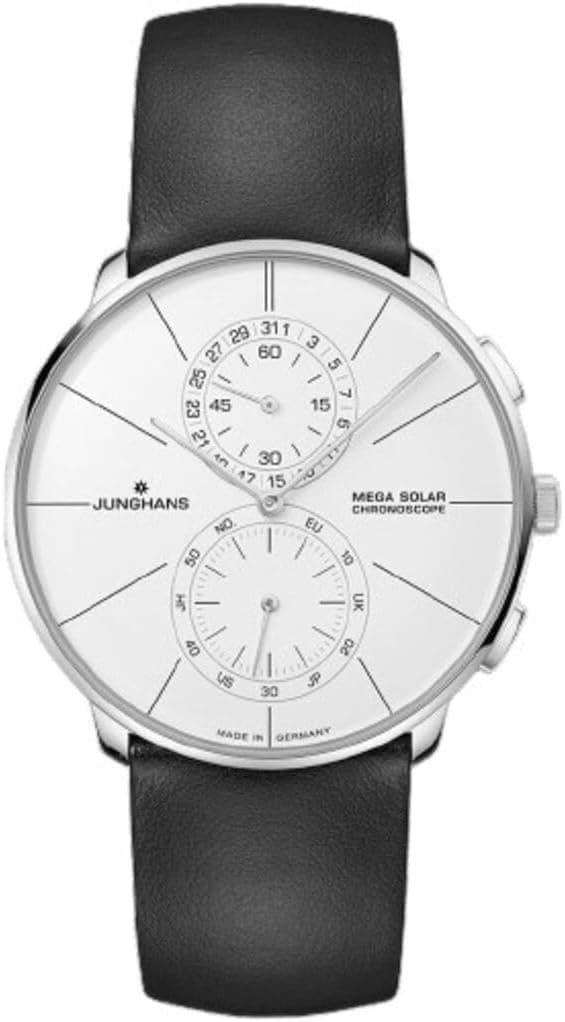 Junghans Meister fein 4000897395032, 40mm, White Dial, Black Leather Band