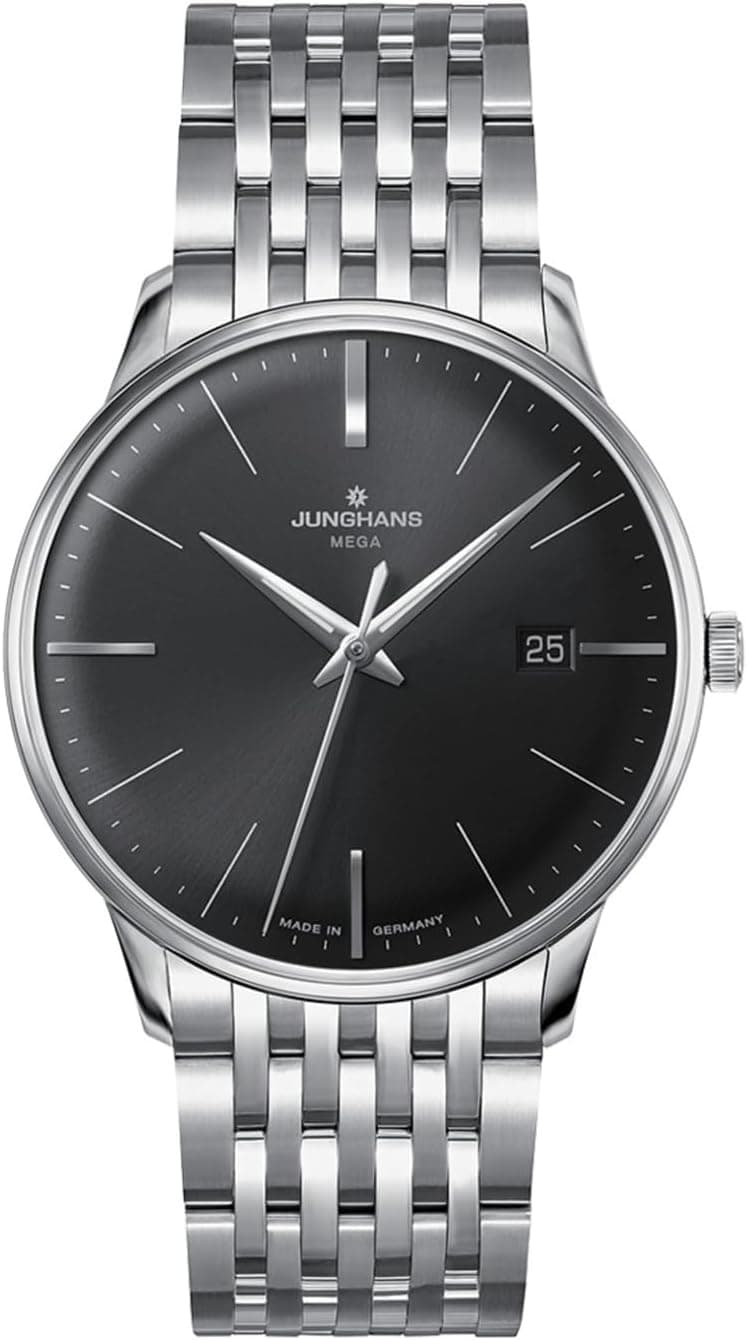 Junghans Meister Mega 58/4503.46, 38mm, White Dial, Brown Stainless Steel Bracelet