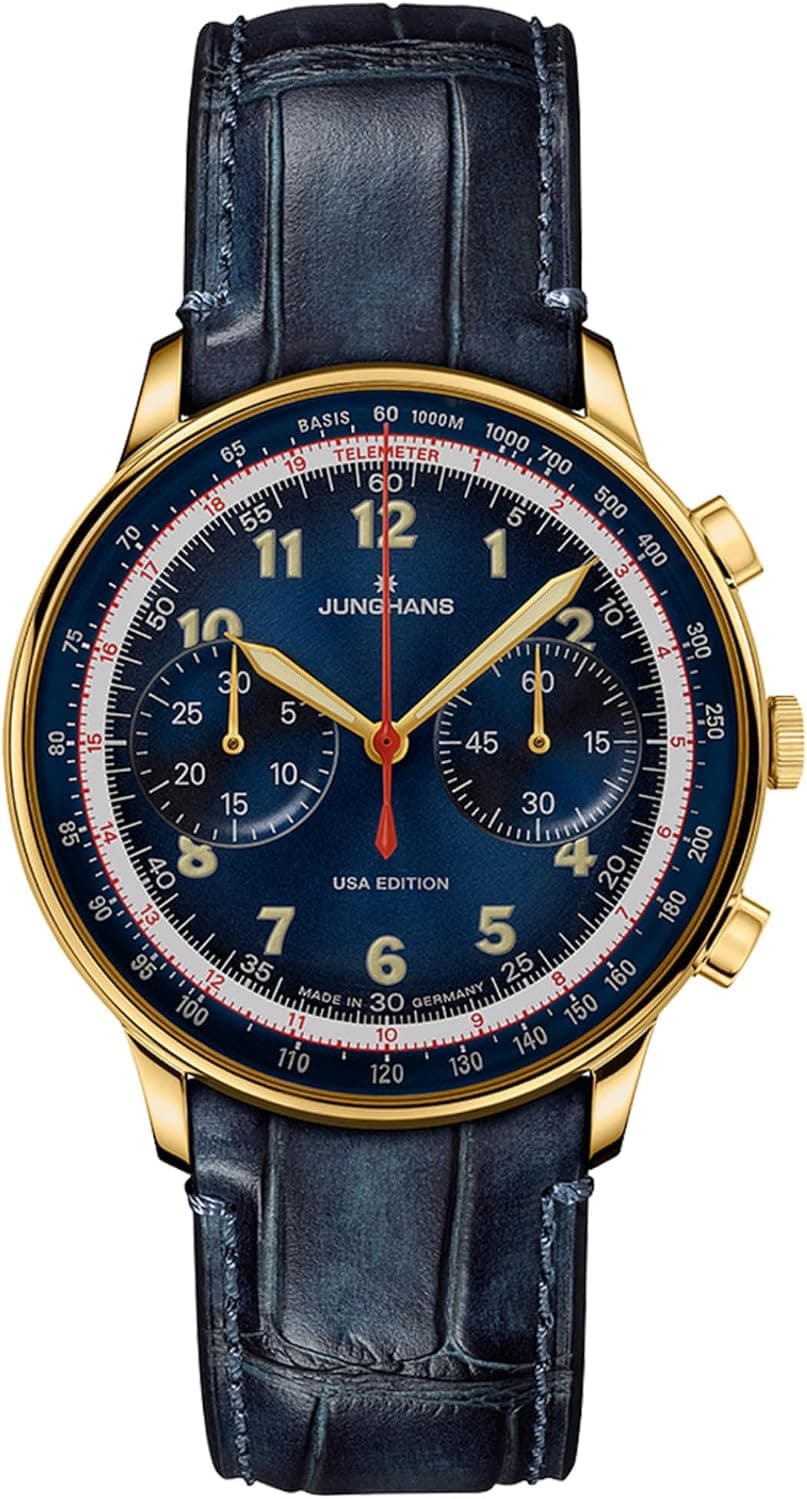 Junghans Telemeter 27/5580.02, 41mm, Blue Dial, Blue Leather Band