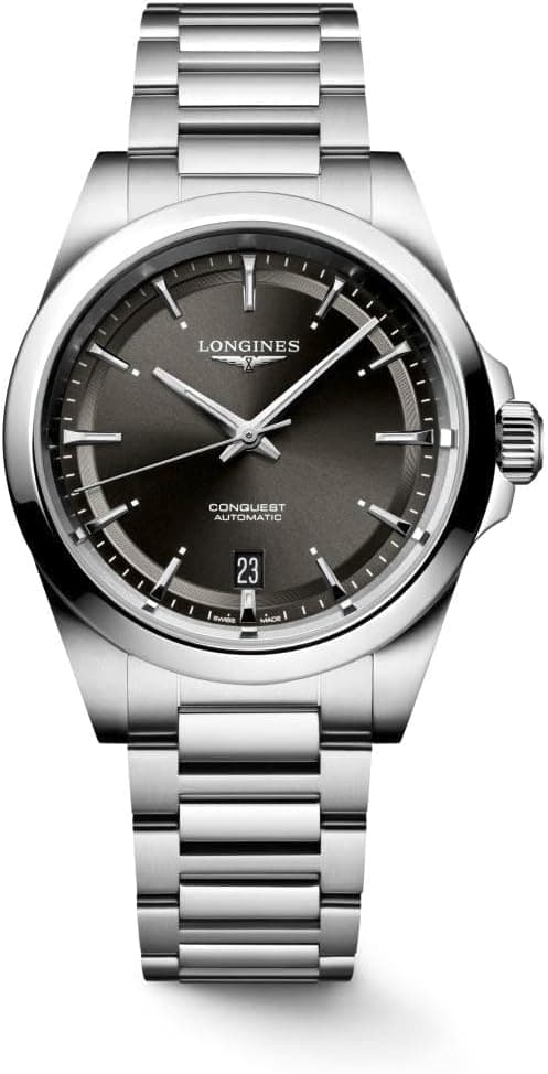 Longines Conquest L37204526, 38mm, Black Dial, Silver Metal Bracelet
