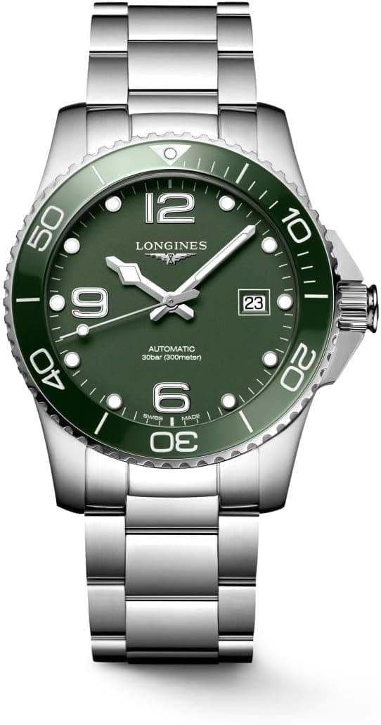 Longines HydroConquest L37814066, 41mm, Green Dial, Silver Metal Bracelet