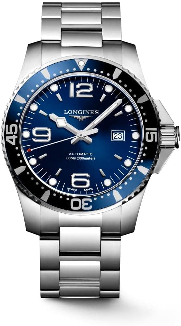 Longines HydroConquest L38414966, 44mm, Blue Dial, Silver Metal Bracelet