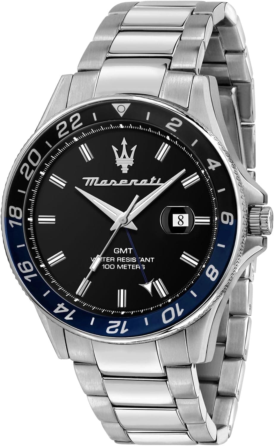 Maserati SFIDA R8853140011, 44mm, Black Dial, Silver Stainless Steel Bracelet